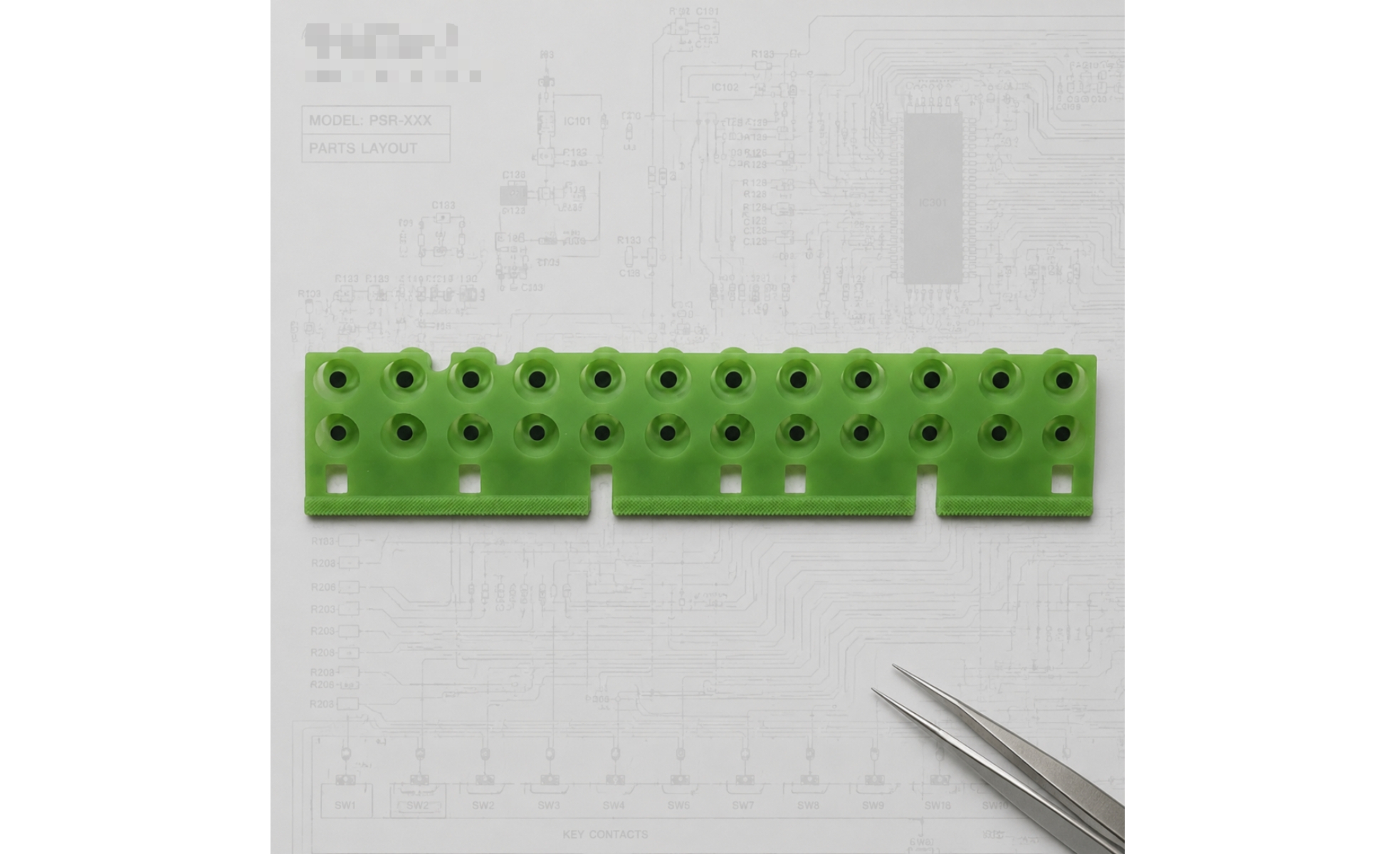 Conductive Rubber Strip Rectangular Cutouts Electronic Keyboard Touch Strip