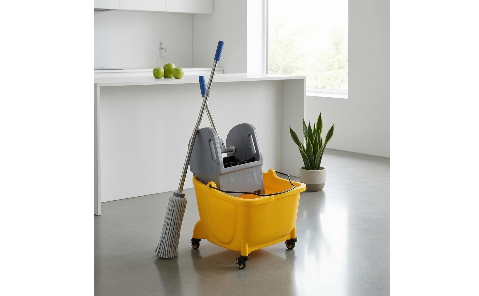 Wringer Trolley Wheeled Mop Container Wringer Cart 4-Caster for Rinsing