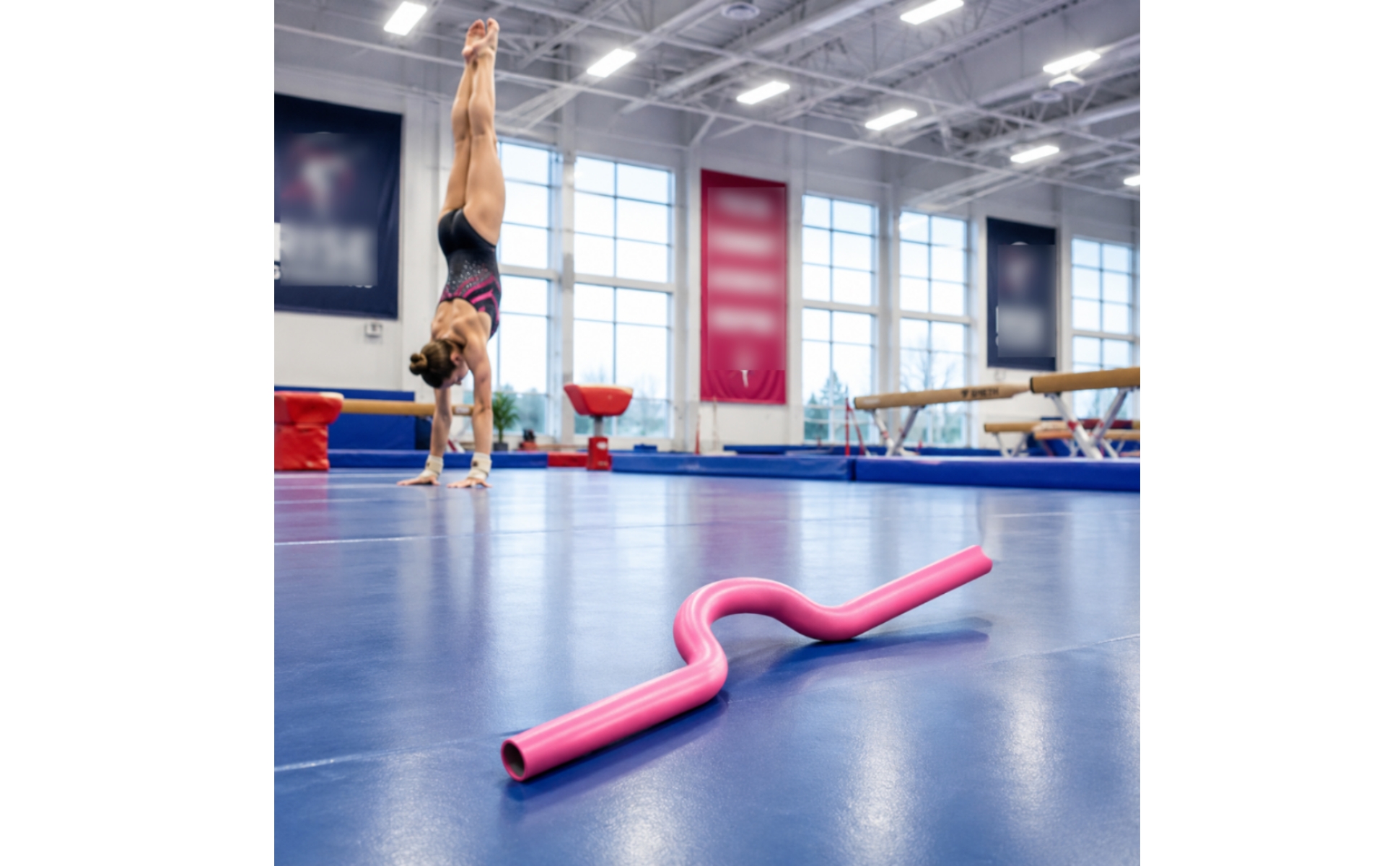 S-förmige Gymnastikstange Gebogen Rosa Trainingsstange Glatt