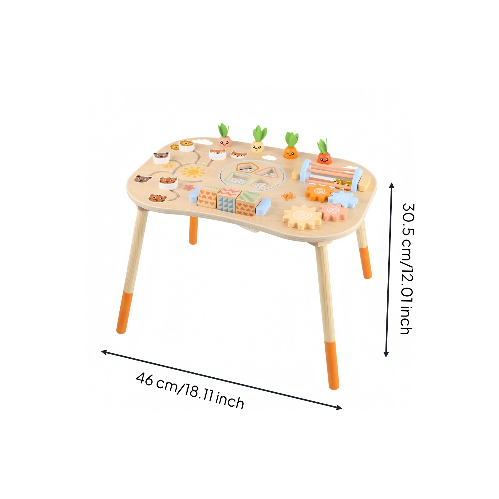 Sensory Play Table Educational Wooden Learning Activity Desk Rounded Corners