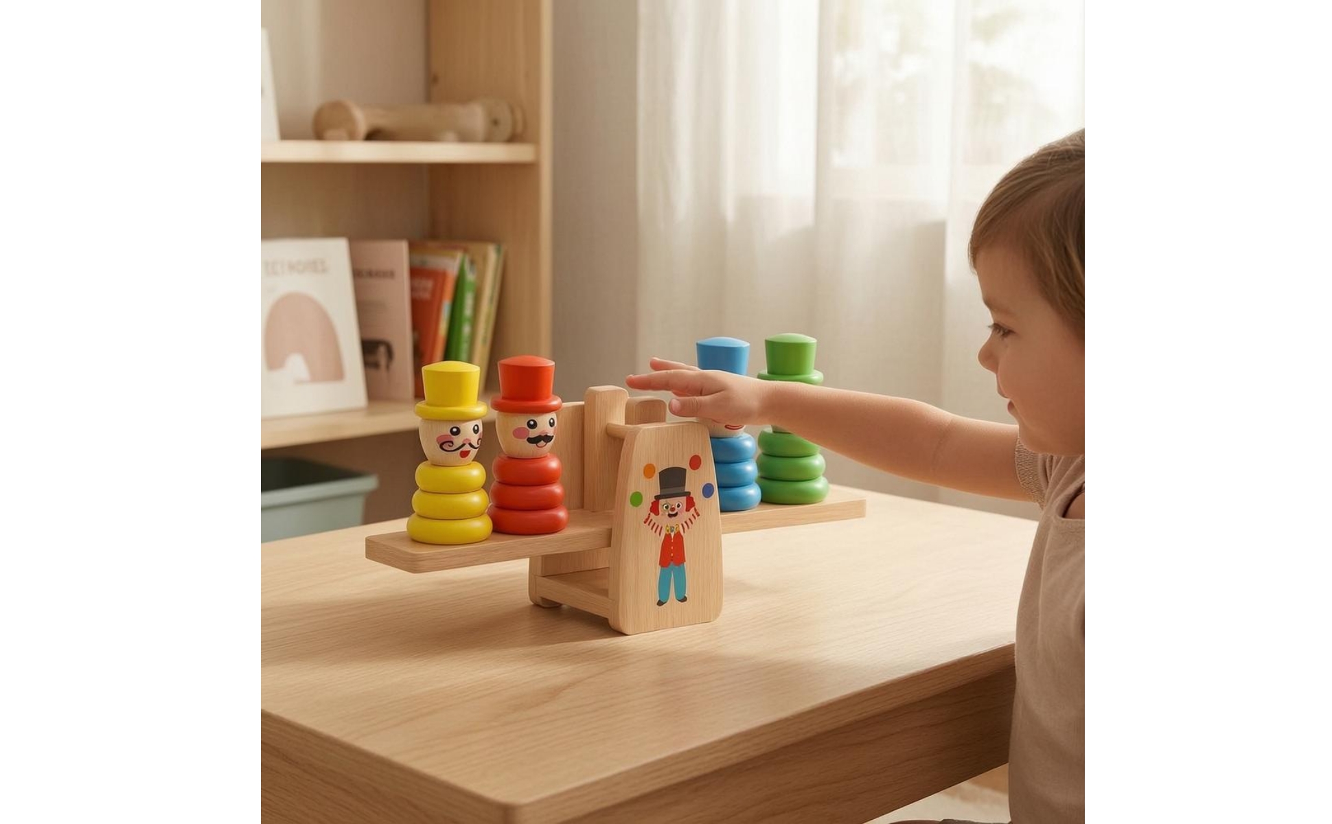 Wooden Balance Toy Comparison Freestanding Balance Scale Toy Math Learning