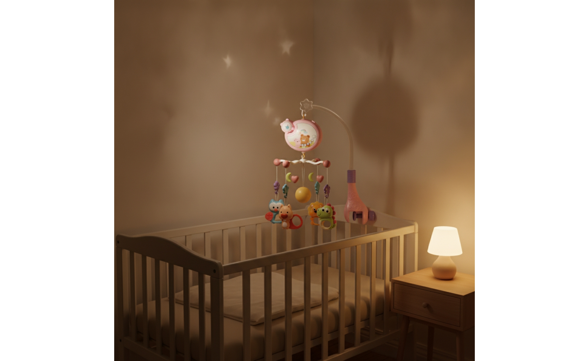 Musical Crib Mobile Clamp Mount Music Crib Mobile Curved Stand for Newborns