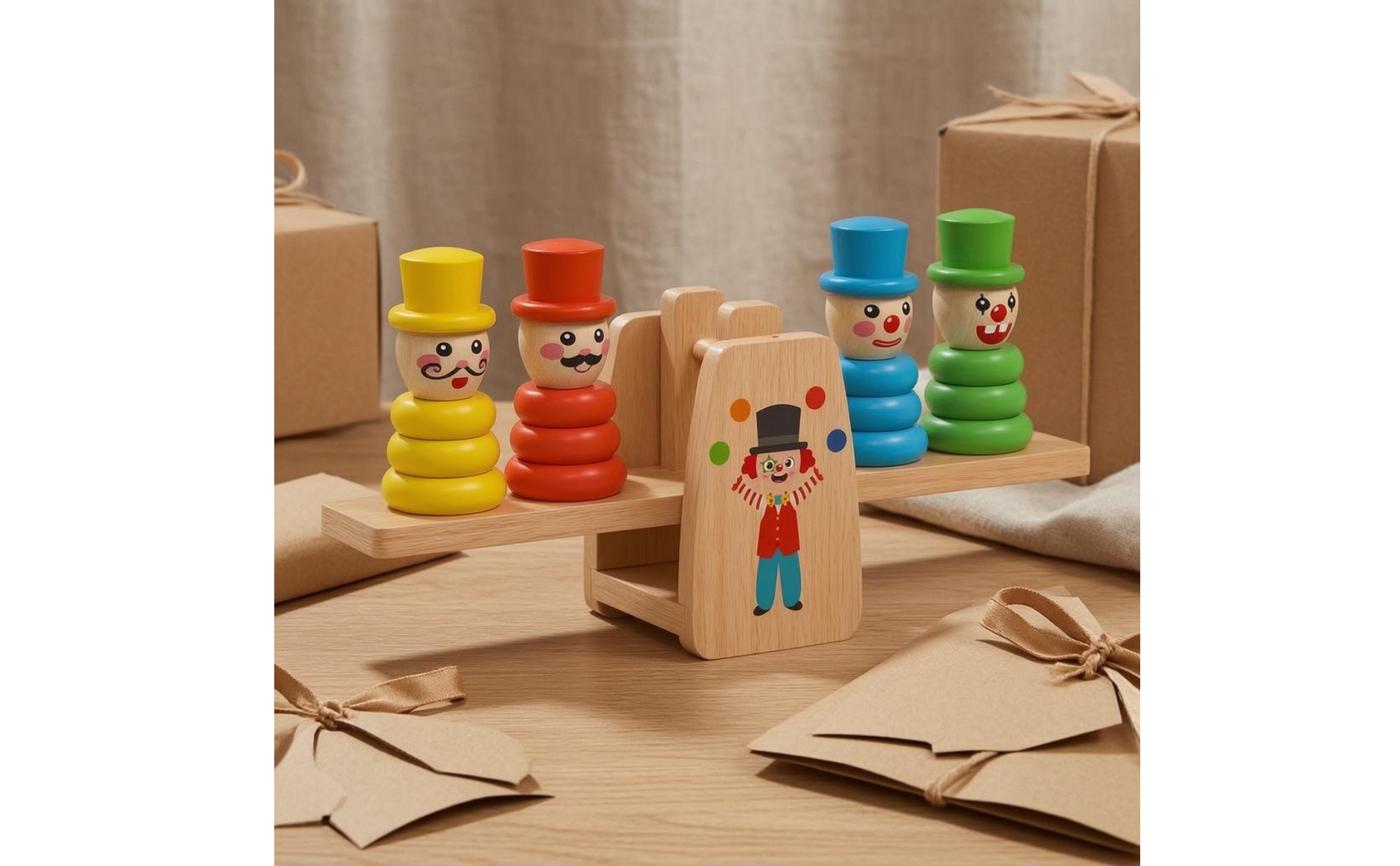 Wooden Balance Toy Comparison Freestanding Balance Scale Toy Math Learning