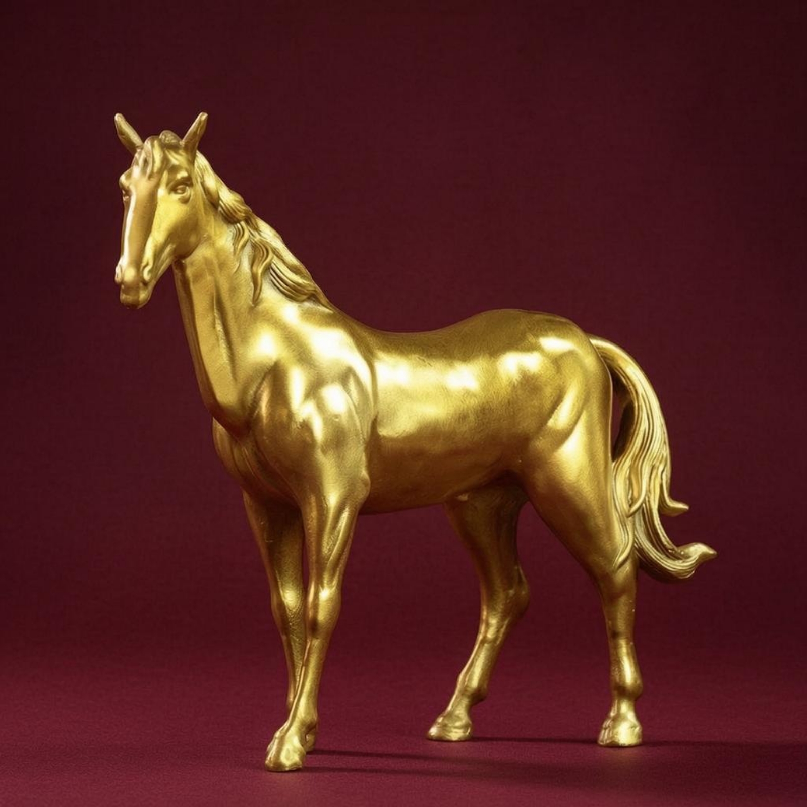 Brass Horse Figurine Long-Lasting Standing Horse Sculpture Fade Resistant detailed image 3