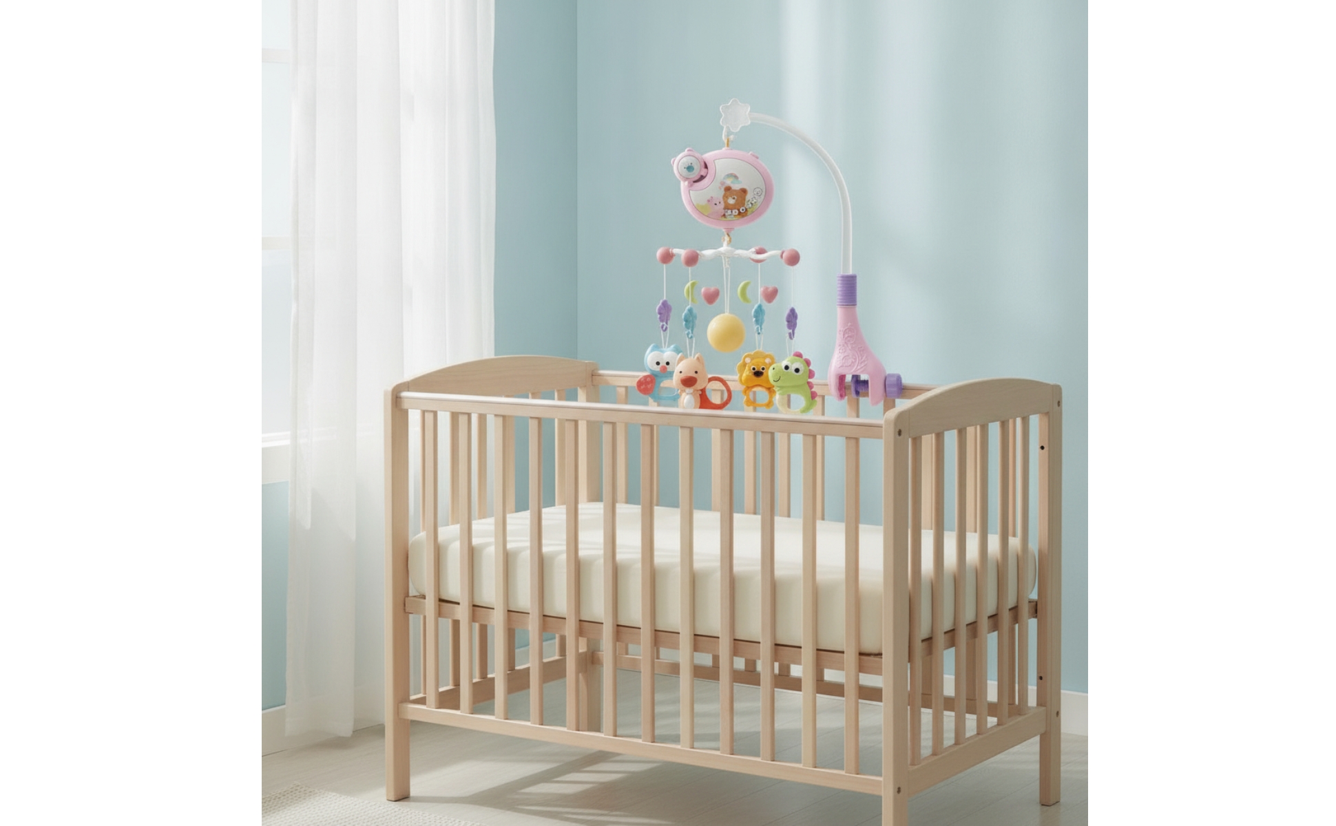 Musical Crib Mobile Clamp Mount Music Crib Mobile Curved Stand for Newborns