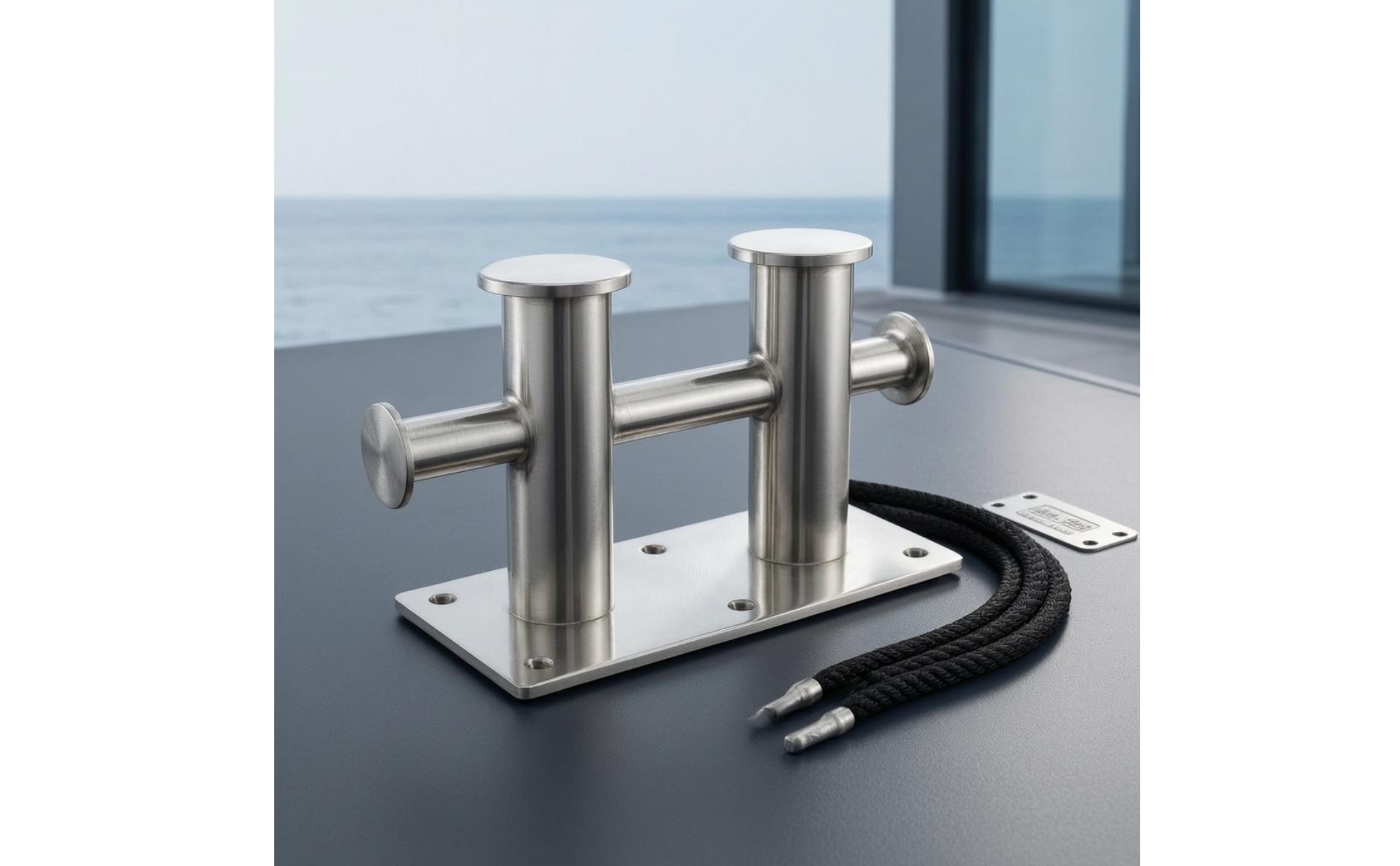 Double-Cross Bollard Rectangular Base Stainless Steel Bollard for Dock, Harbor