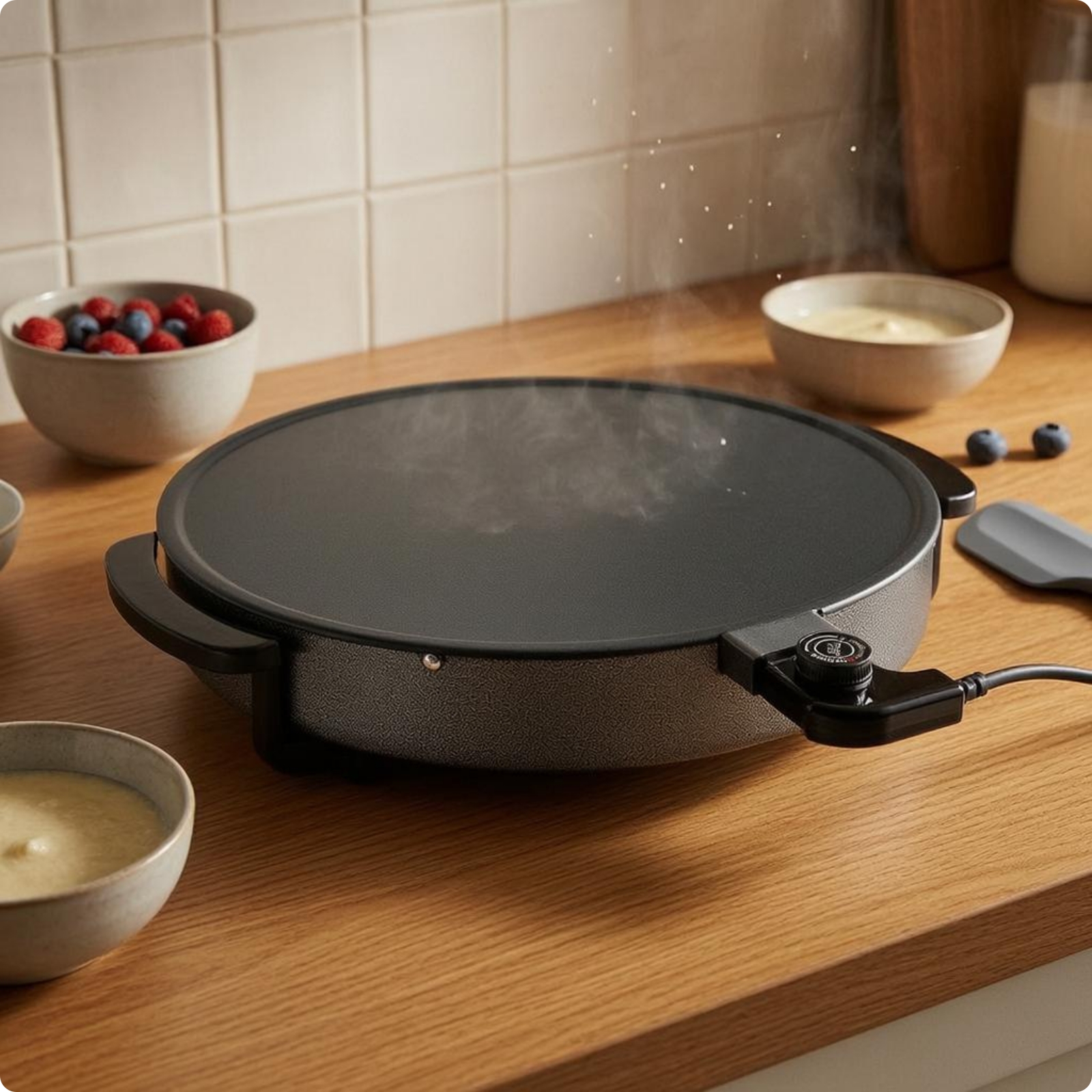 Elektrische Pizzapfanne Temperaturregelbar Elektrische Rundpfanne Vielseitig