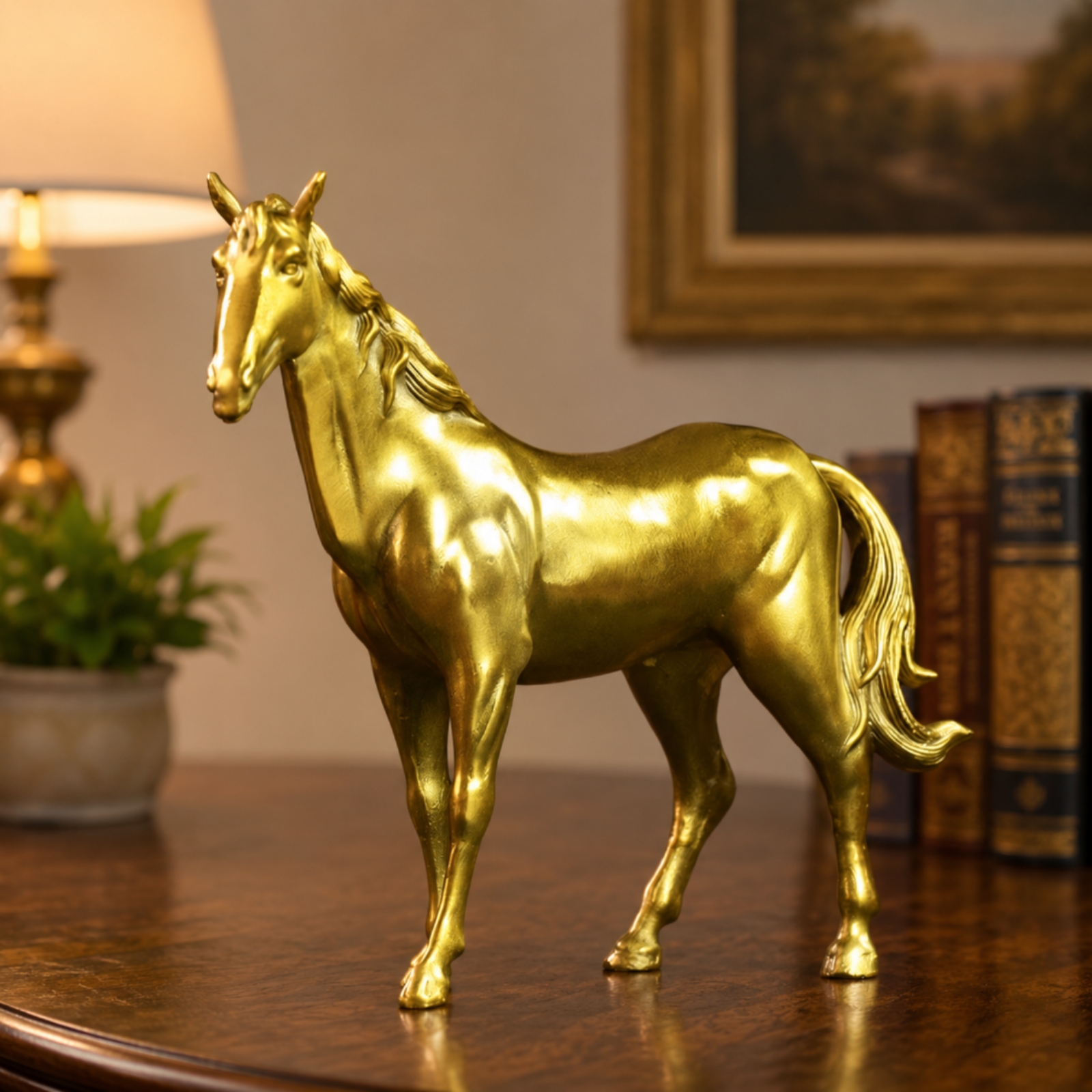 Brass Horse Figurine Long-Lasting Standing Horse Sculpture Fade Resistant detailed image 9