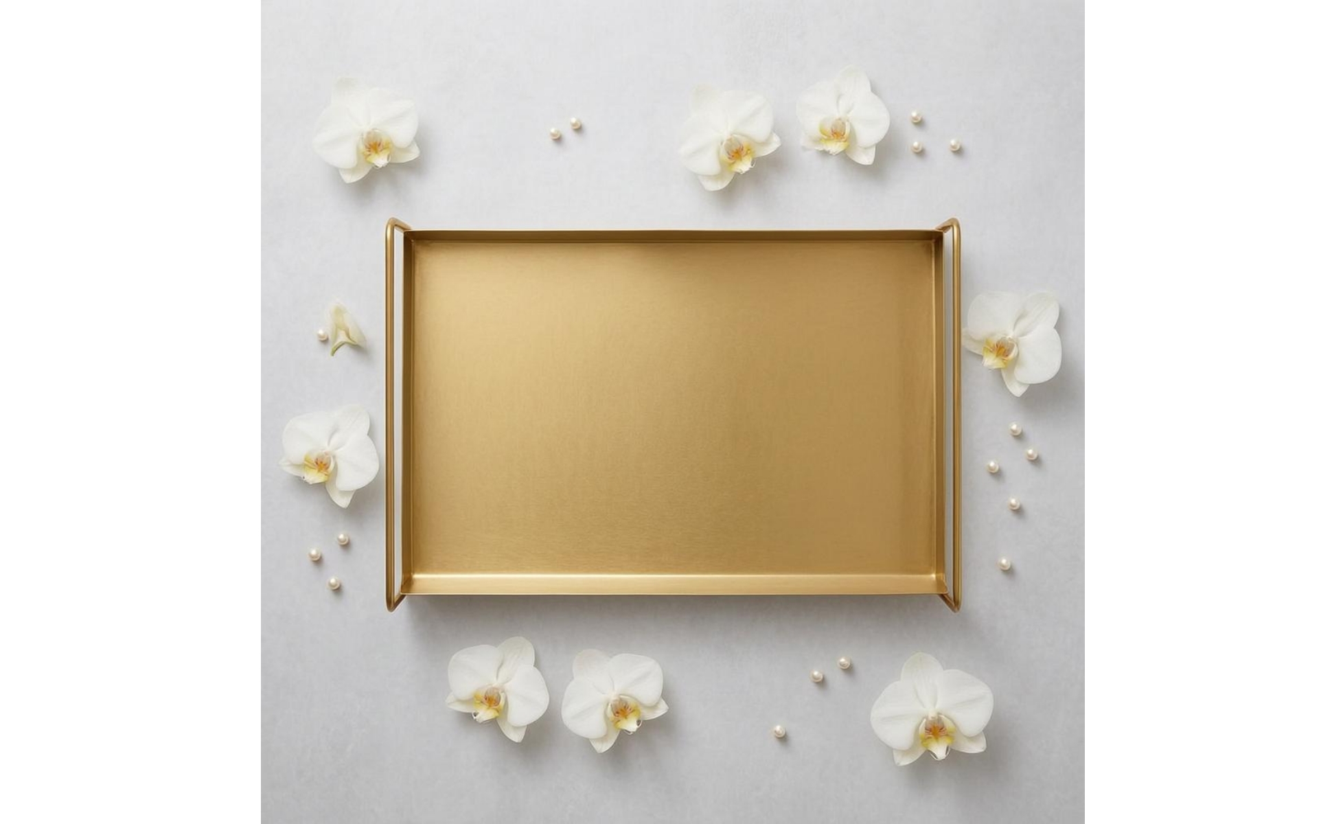 Rectangular Serving Tray Open Handles Gold Handle Tray Raised Sides