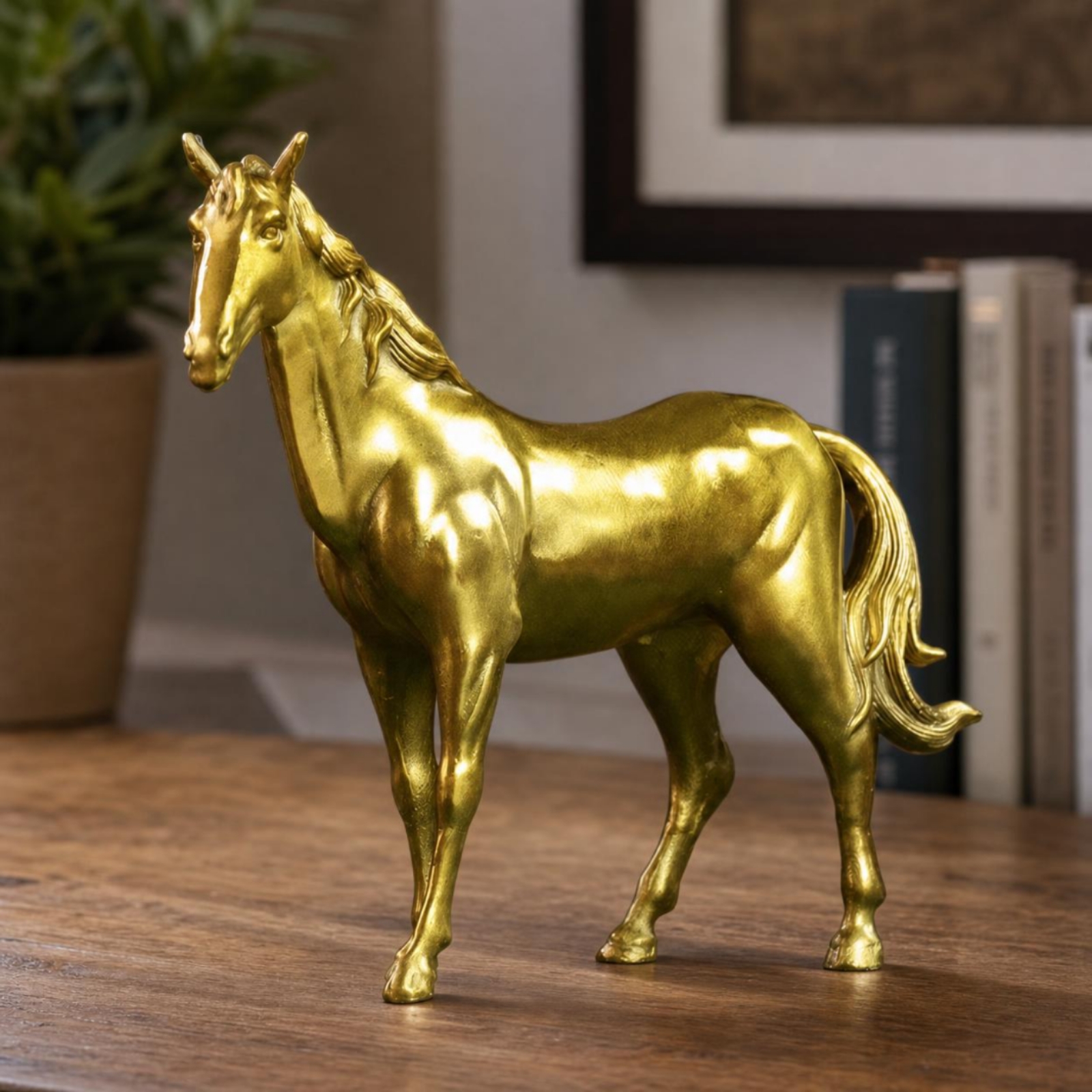 Brass Horse Figurine Long-Lasting Standing Horse Sculpture Fade Resistant detailed image 7
