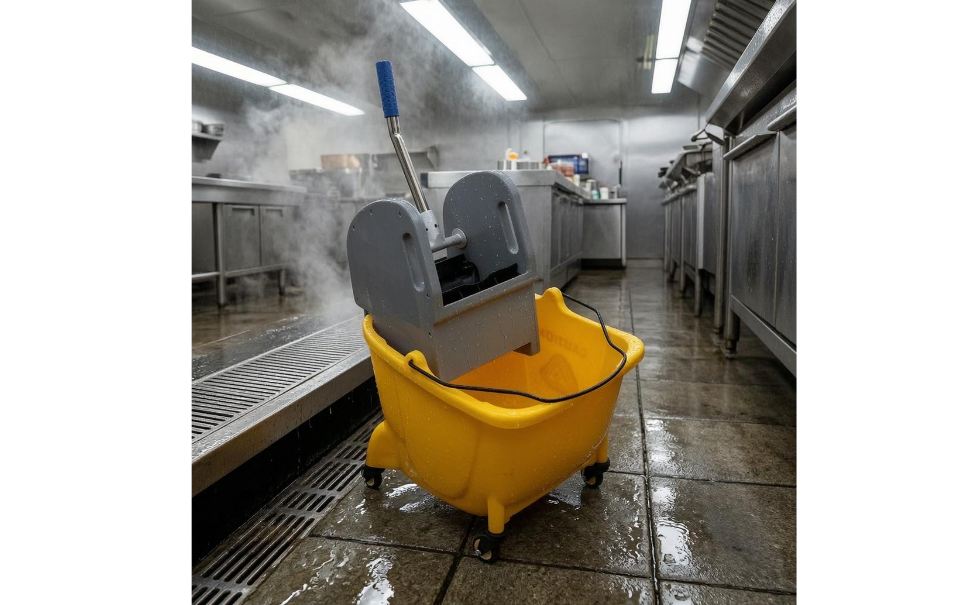 Wringer Trolley Wheeled Mop Container Wringer Cart 4-Caster for Rinsing