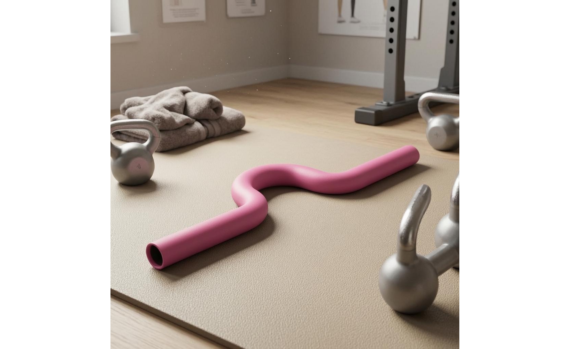 S-förmige Gymnastikstange Gebogen Rosa Trainingsstange Glatt