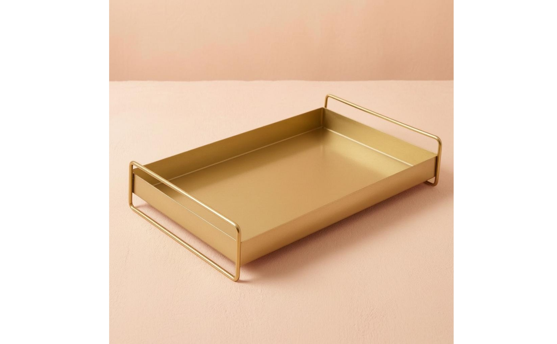 Rectangular Serving Tray Open Handles Gold Handle Tray Raised Sides