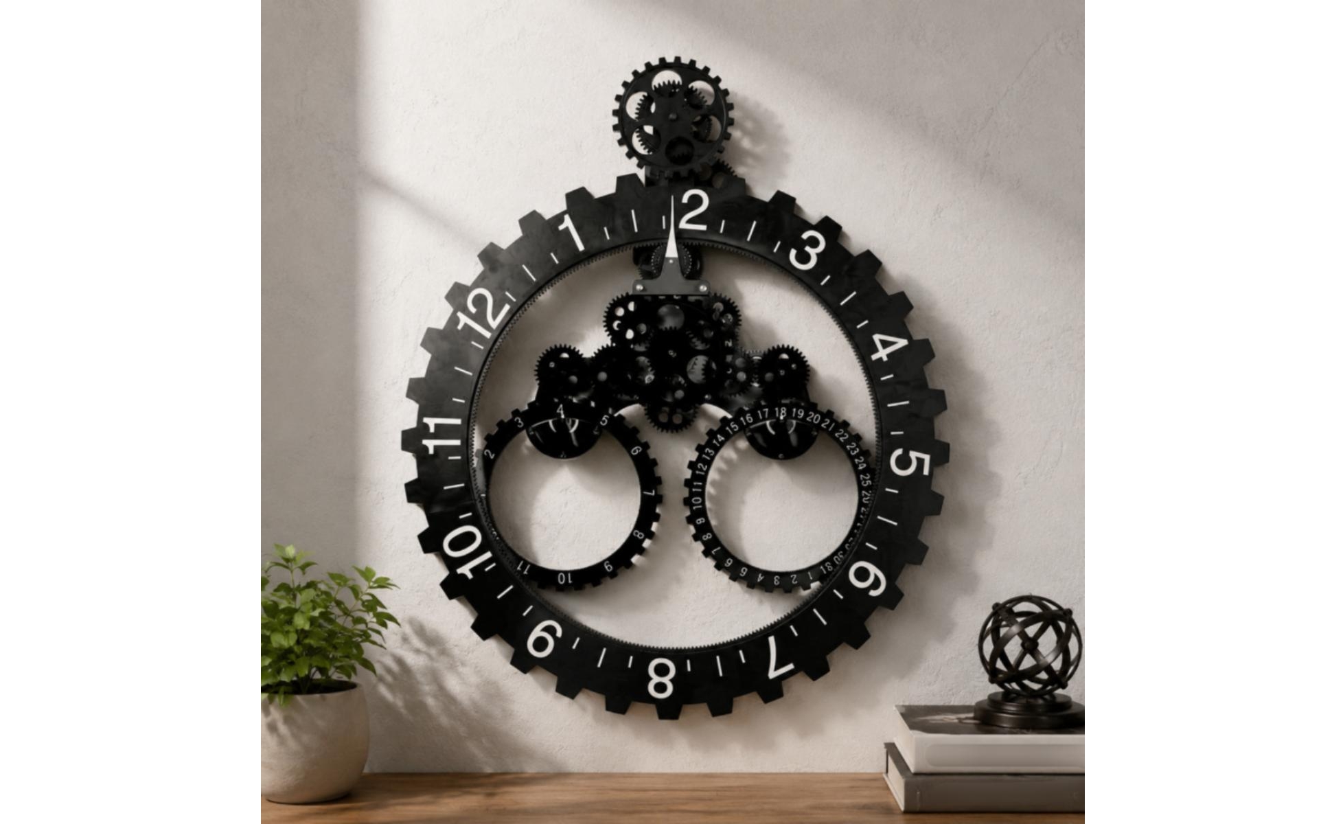 Gear Wall Clock Exposed Gears Industrial Wall Clock Quartz Movement