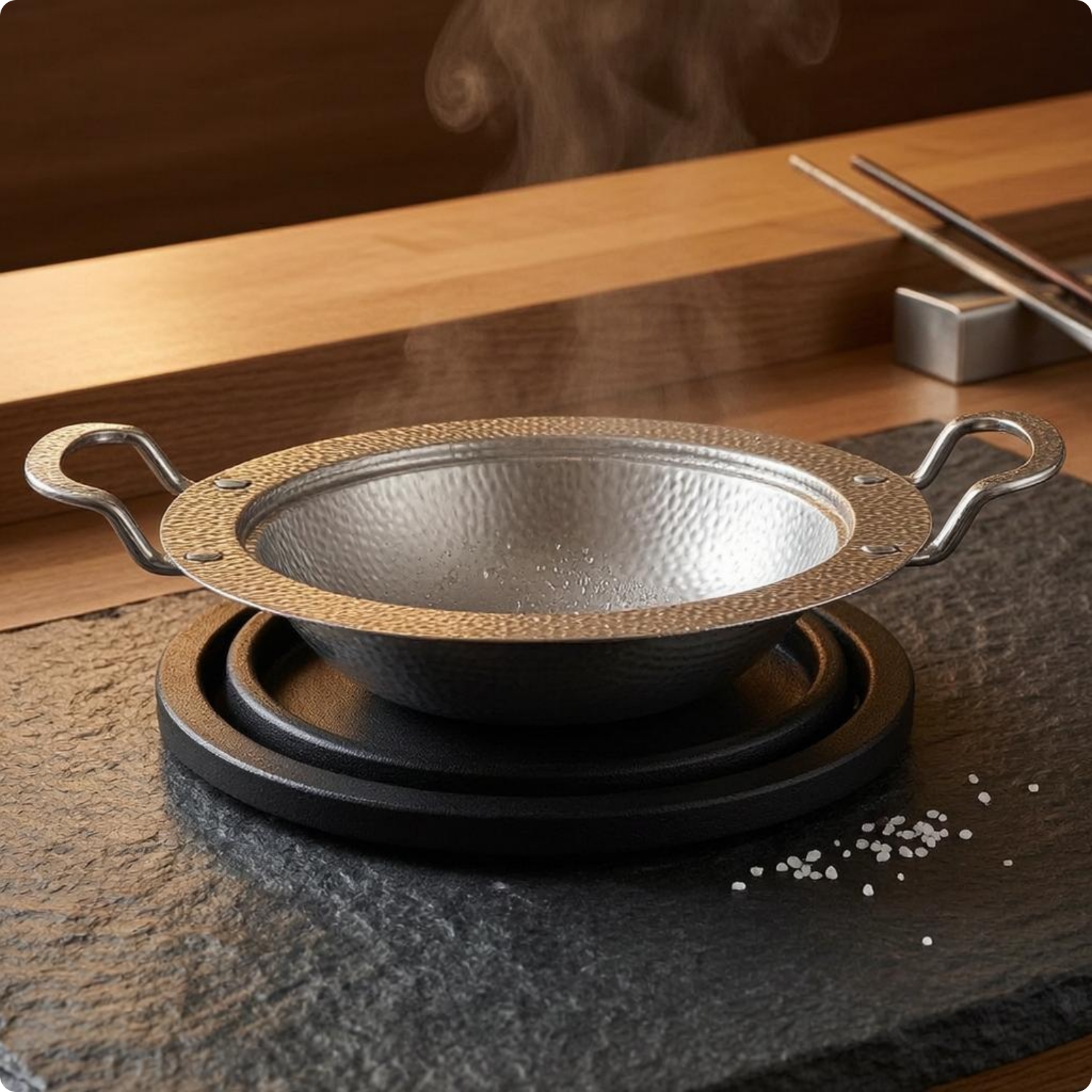 Round Stainless Steel Serving Pan One-Piece Construction Cookware Wide Rim