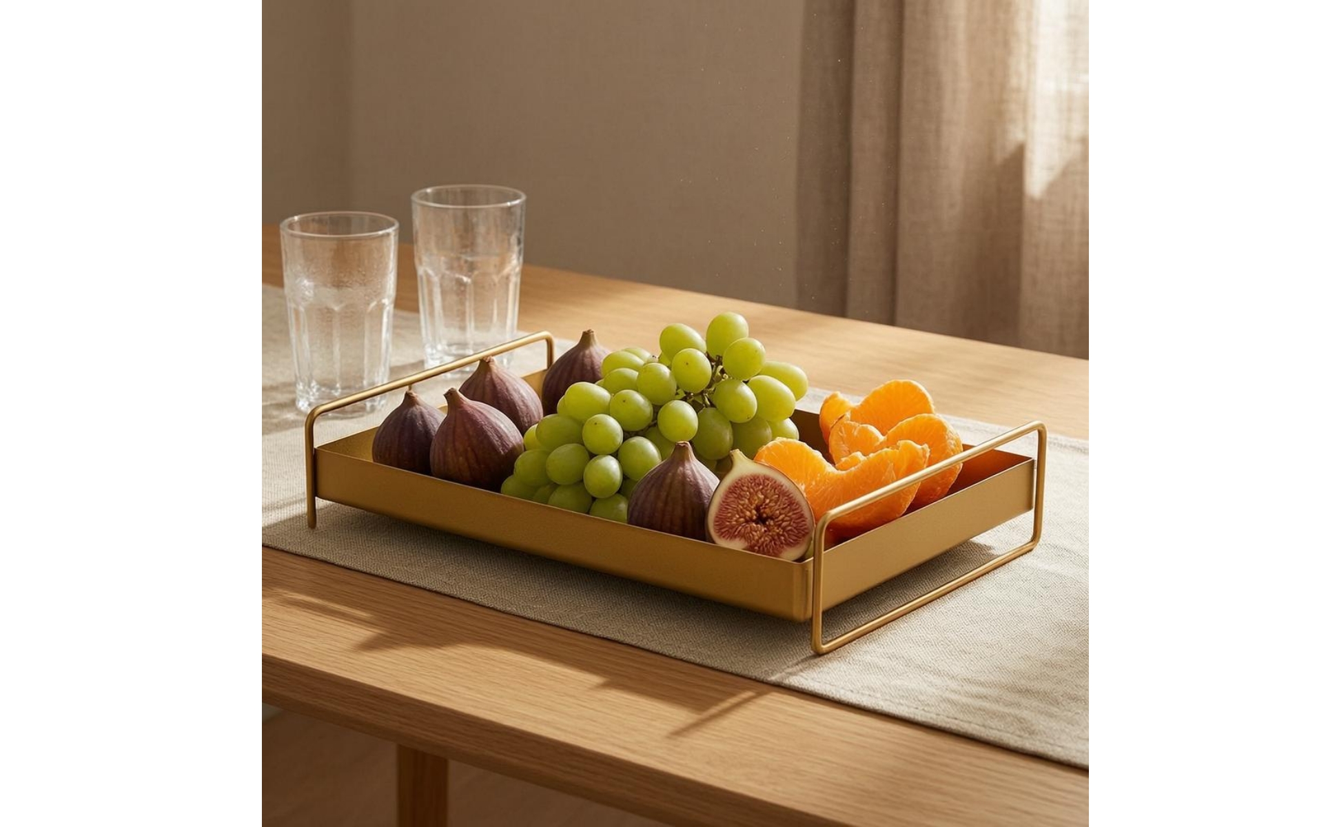 Rectangular Serving Tray Open Handles Gold Handle Tray Raised Sides