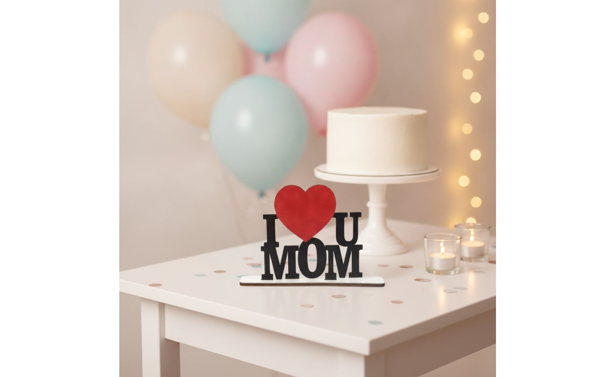 Mother's Day Table Sign Hollow-out Design Mother's Day Wooden Sign for Birthday