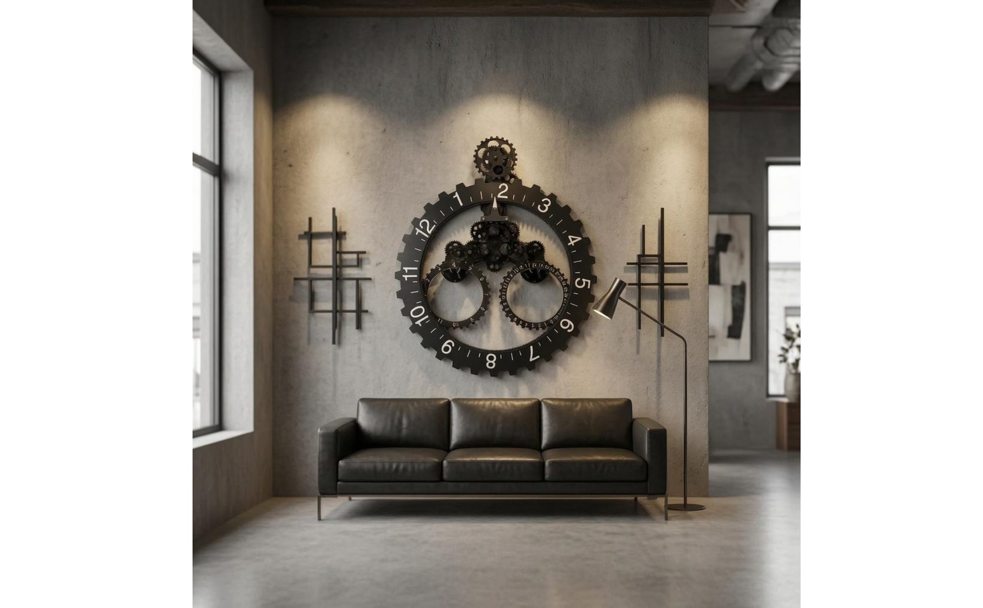 Gear Wall Clock Exposed Gears Industrial Wall Clock Quartz Movement