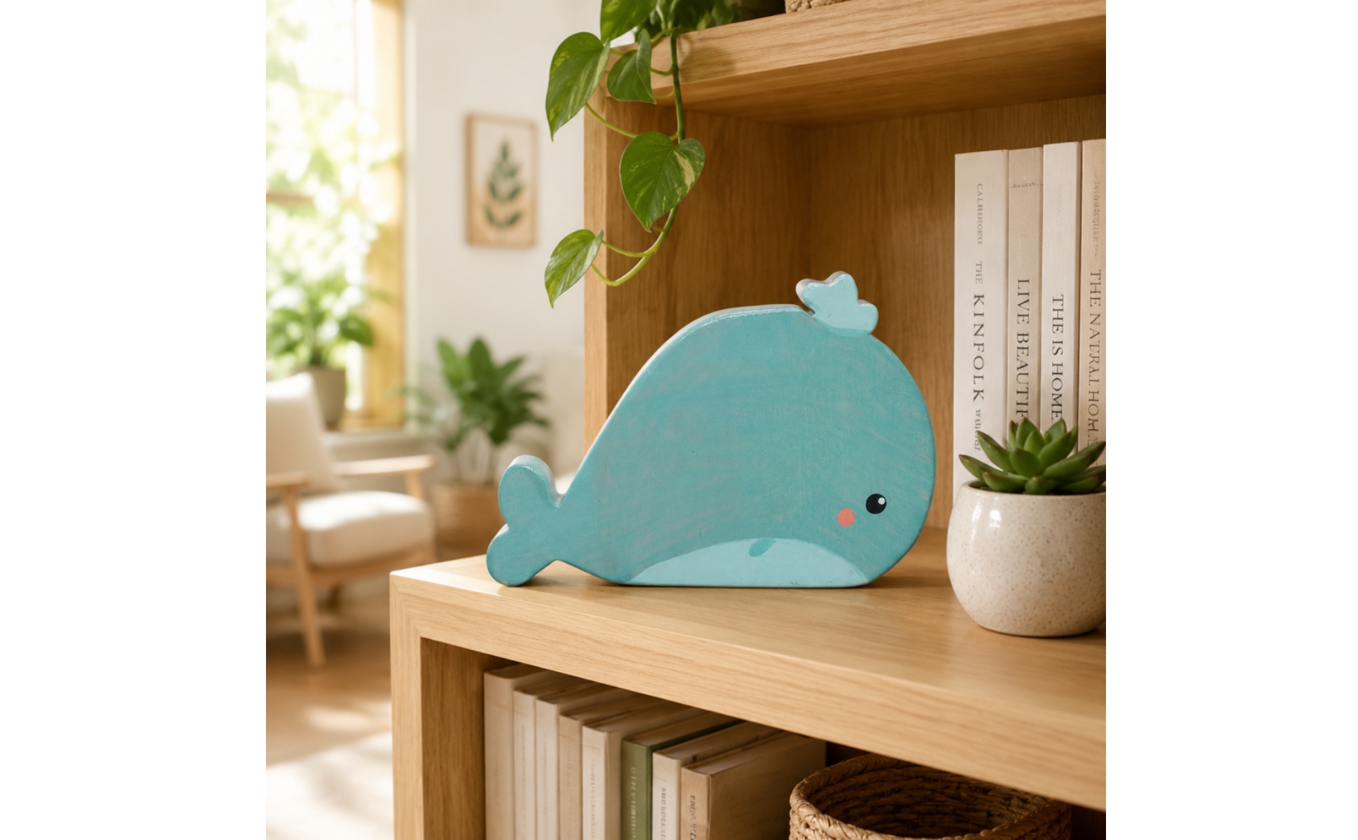 Wooden Marine Mammal Figurine Cute Wood Marine Mammal Ornament Hand Carved