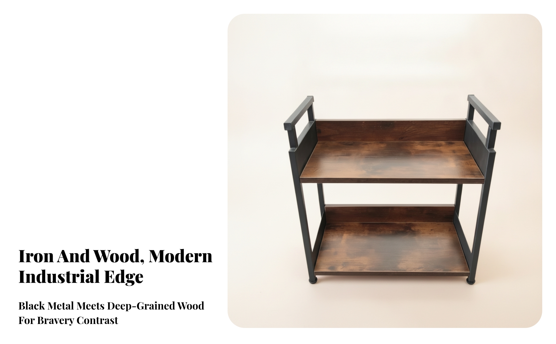 Two-Tier Storage Rack Open Design Wood-Grain Shelf Rack Raised Side Rails