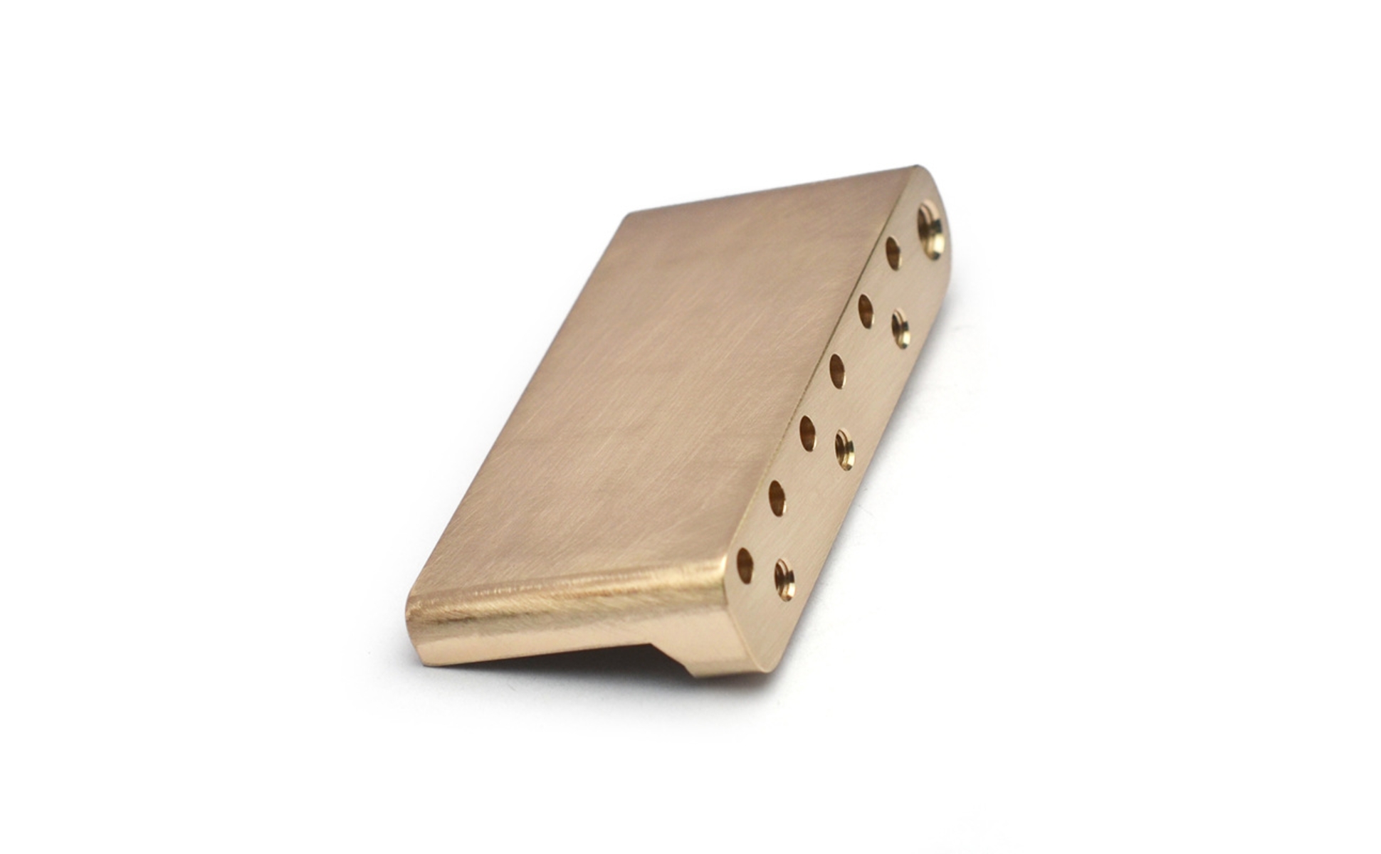 Brass Guitar Bridge Block Brushed Finish Tremolo Bridge Base Drilled Holes