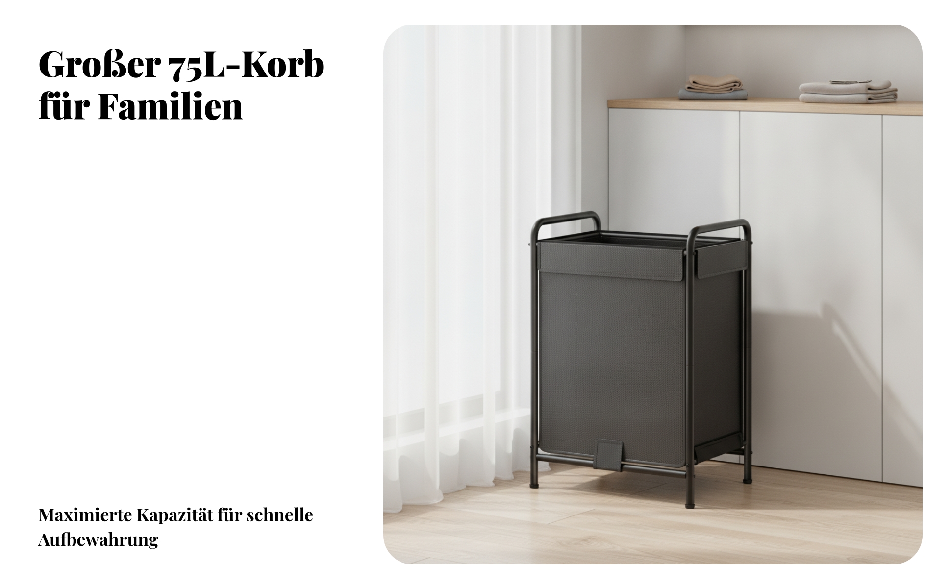 Hoher offener Wäschekorb hoch Wäschekorb mit Metallrahmen offen