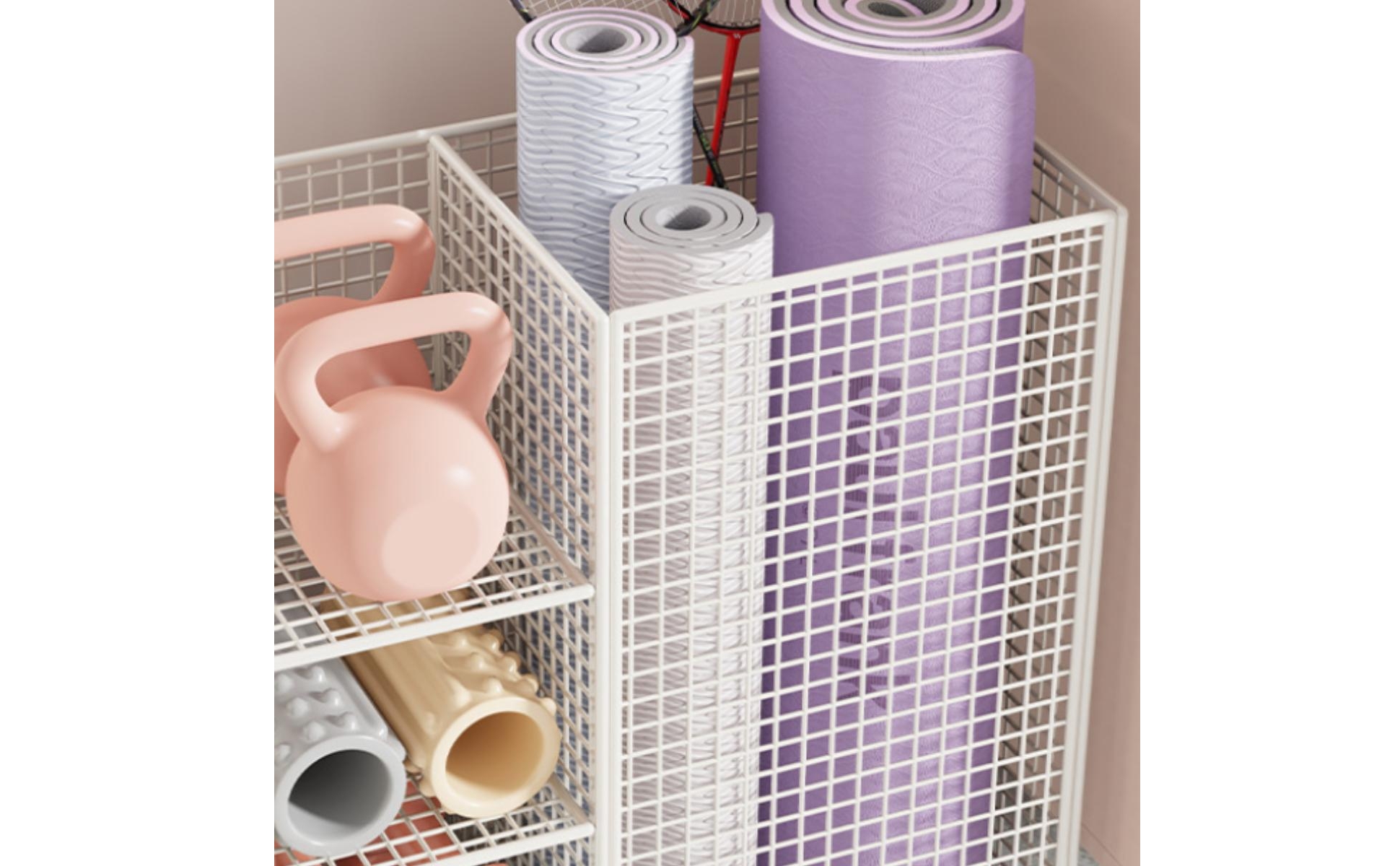 Sports Gear Trolley Caster Wheels Mesh Storage Trolley Open Frame