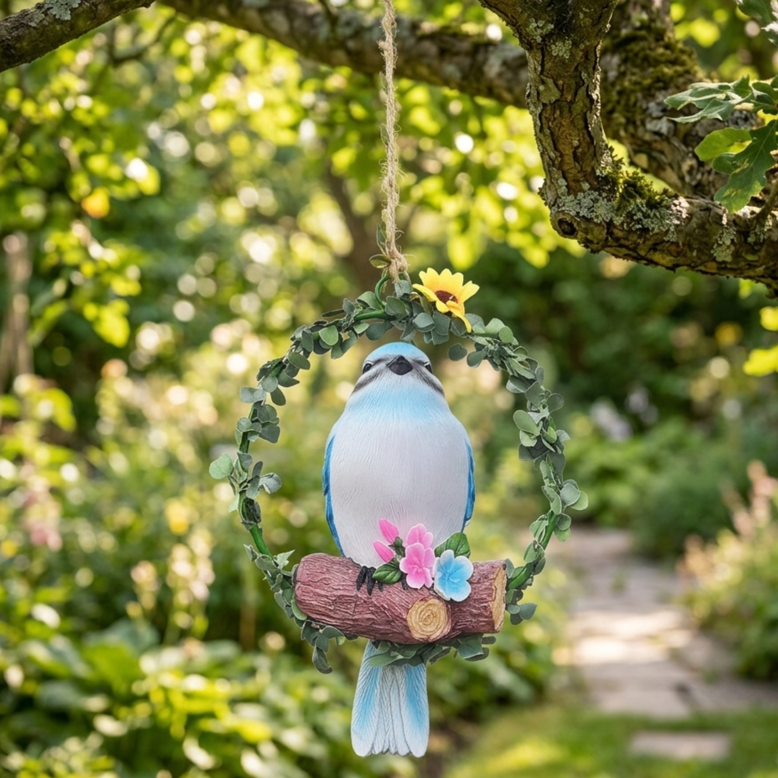 Bird Wreath Ornament Lightweight Floral Bird Ornament Reusable for Home, - Produktbild 5