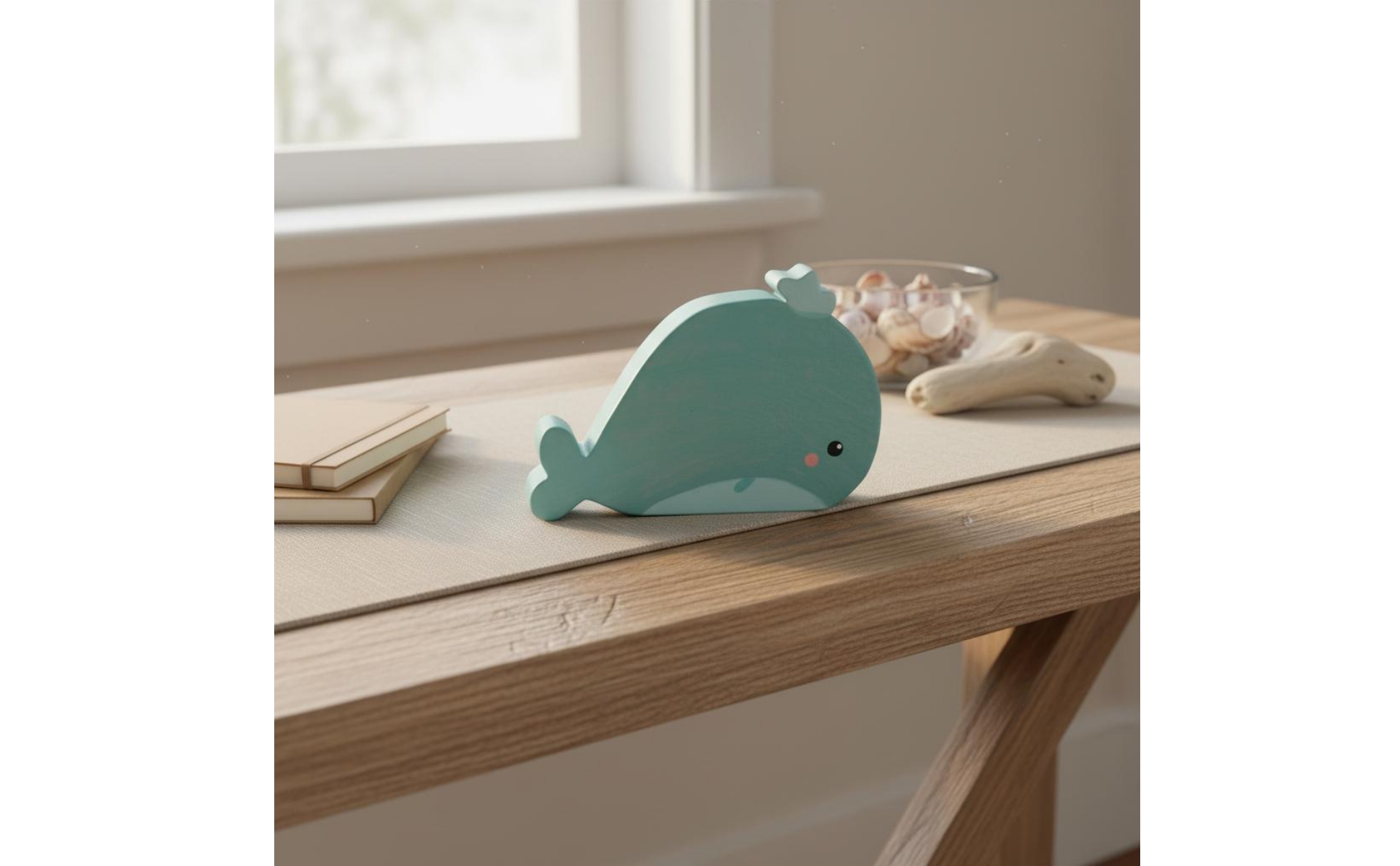 Wooden Marine Mammal Figurine Cute Wood Marine Mammal Ornament Hand Carved