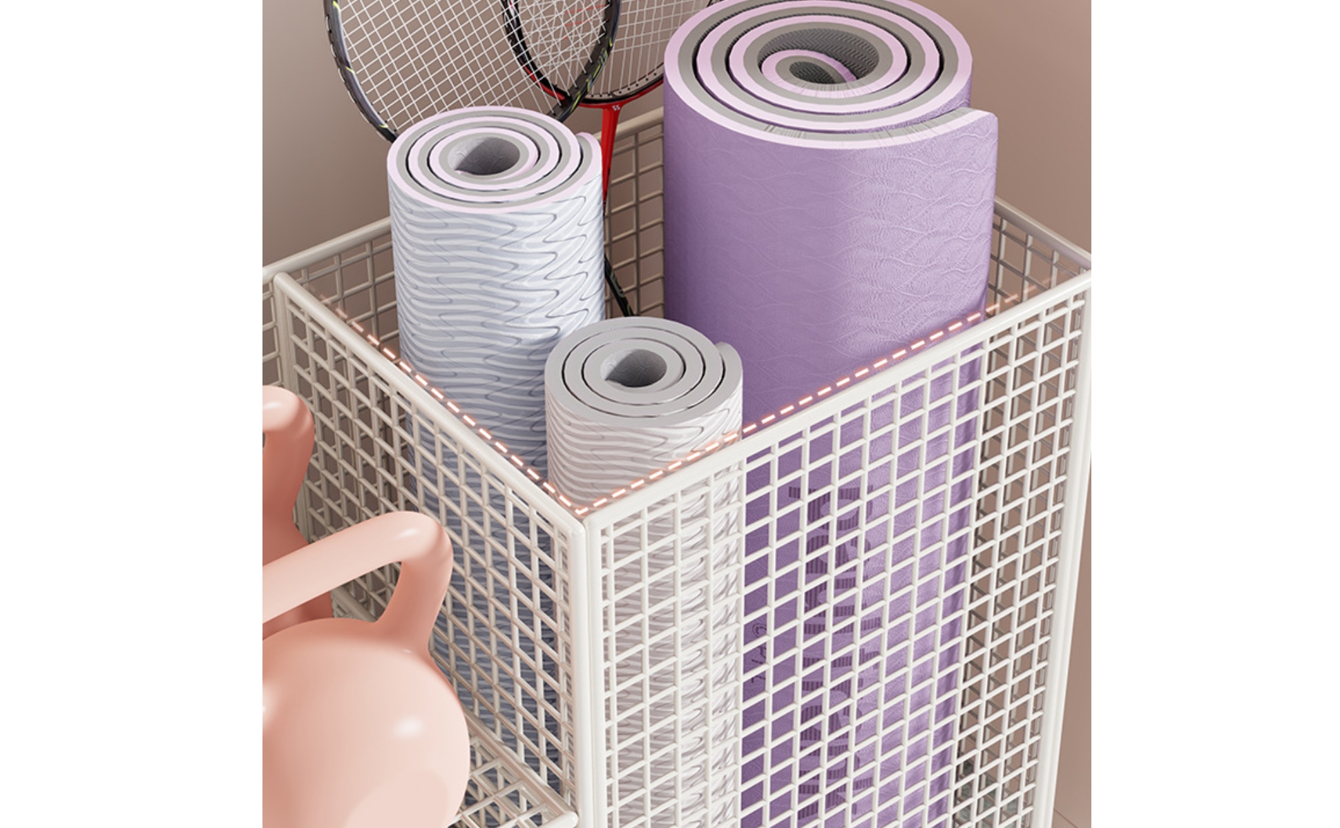Sports Gear Trolley Caster Wheels Mesh Storage Trolley Open Frame