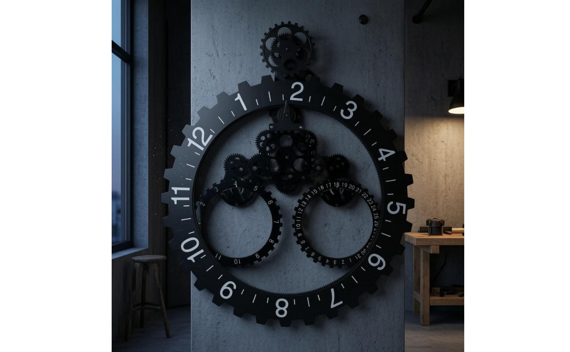 Gear Wall Clock Exposed Gears Industrial Wall Clock Quartz Movement