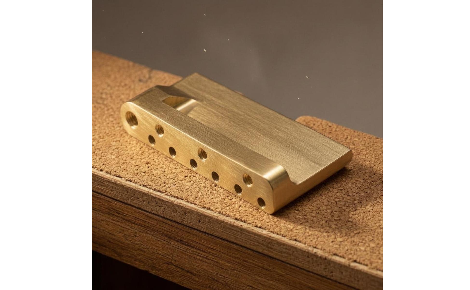Brass Guitar Bridge Block Brushed Finish Tremolo Bridge Base Drilled Holes