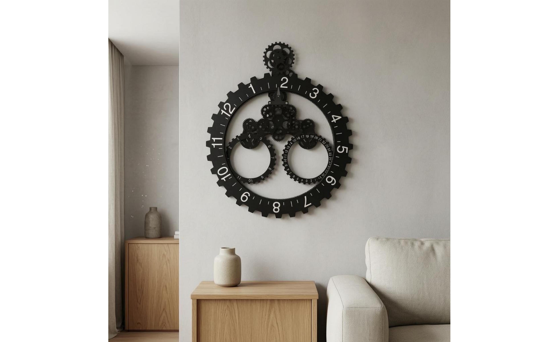 Gear Wall Clock Exposed Gears Industrial Wall Clock Quartz Movement