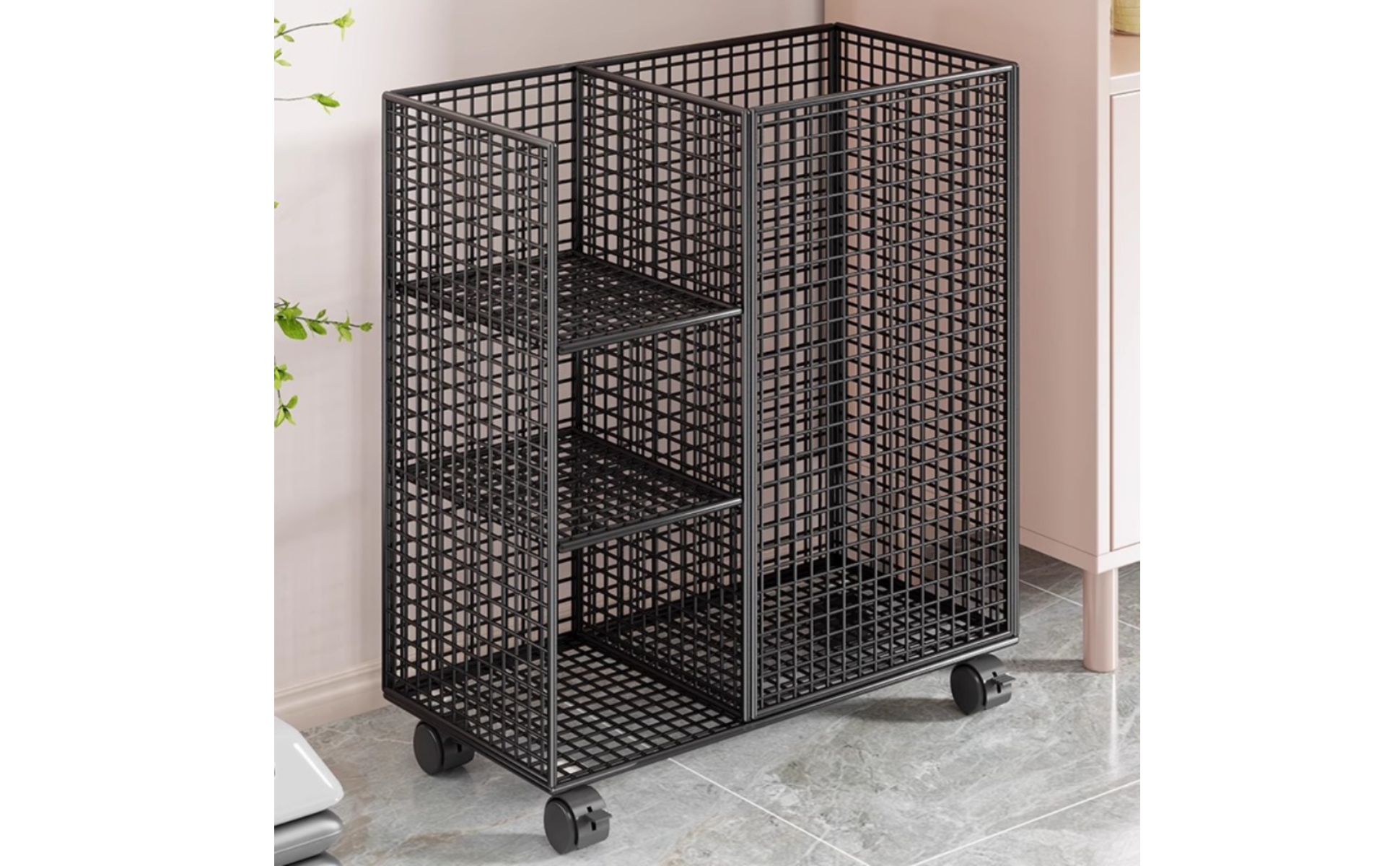 Sports Gear Trolley Caster Wheels Mesh Storage Trolley Open Frame