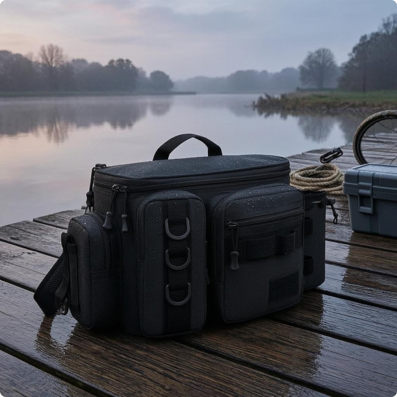 Fishing Shoulder Bag Multiple Pockets Crossbody Fishing Bag Adjustable Strap