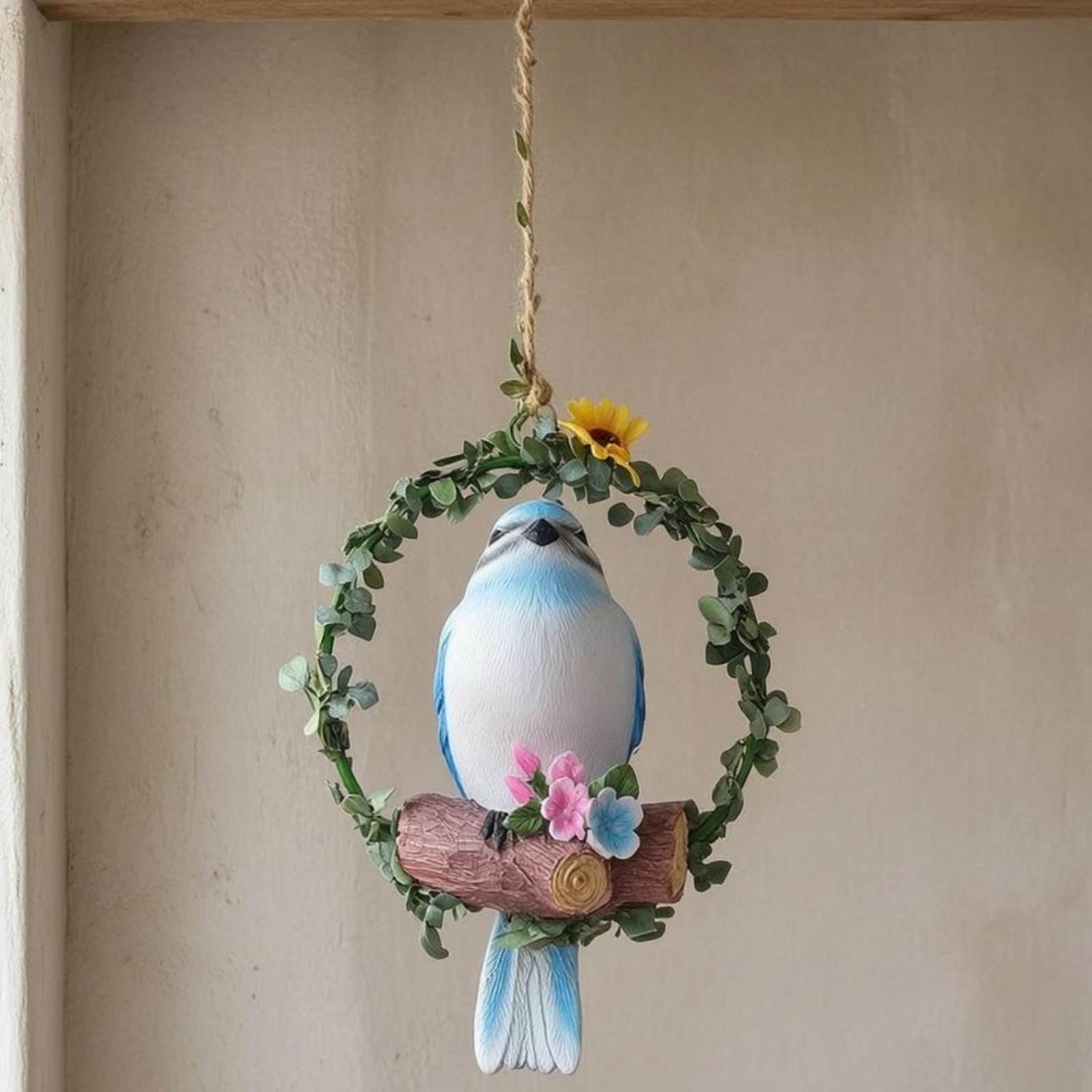 Bird Wreath Ornament Lightweight Floral Bird Ornament Reusable for Home, - Produktbild 4