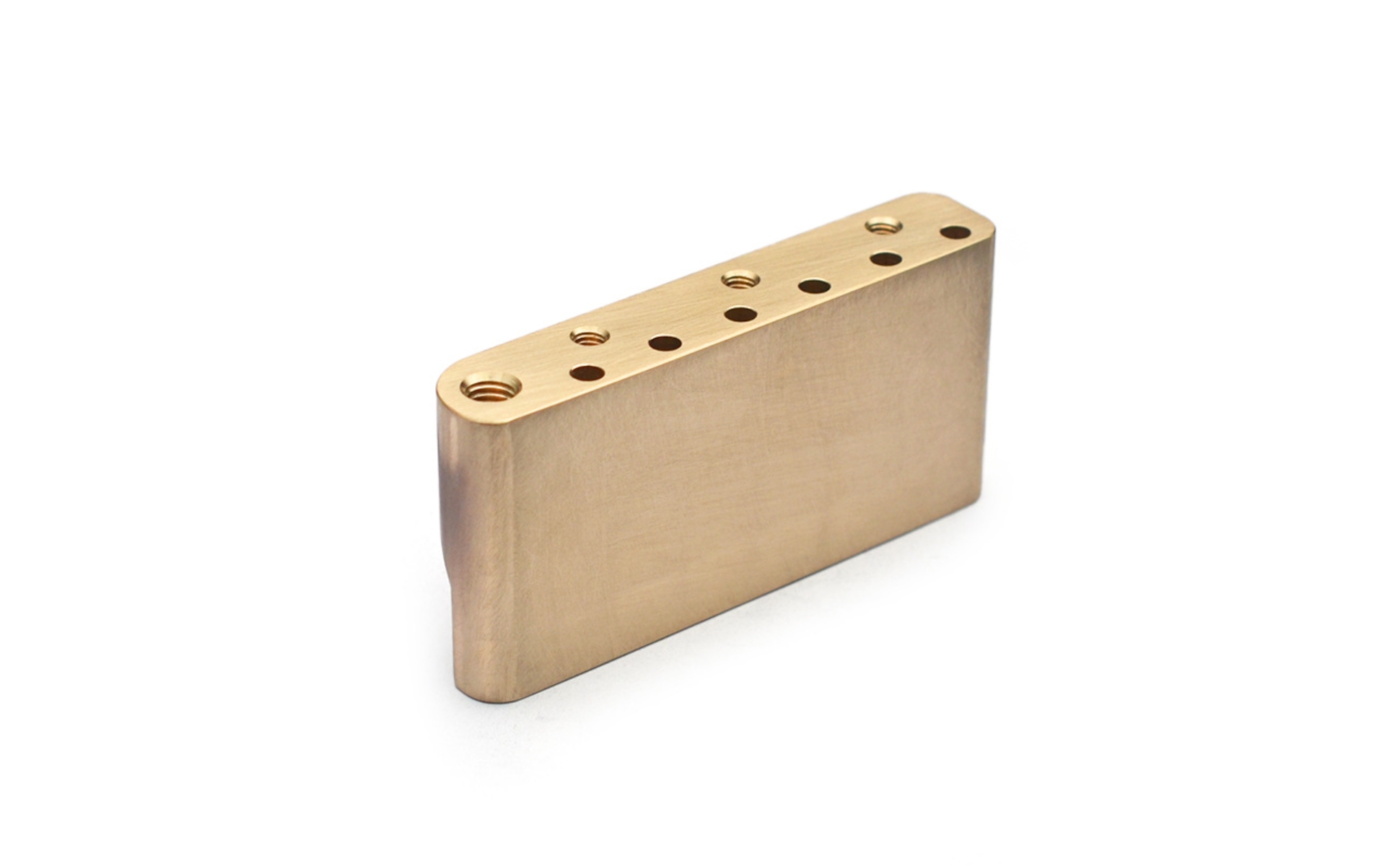 Brass Guitar Bridge Block Brushed Finish Tremolo Bridge Base Drilled Holes