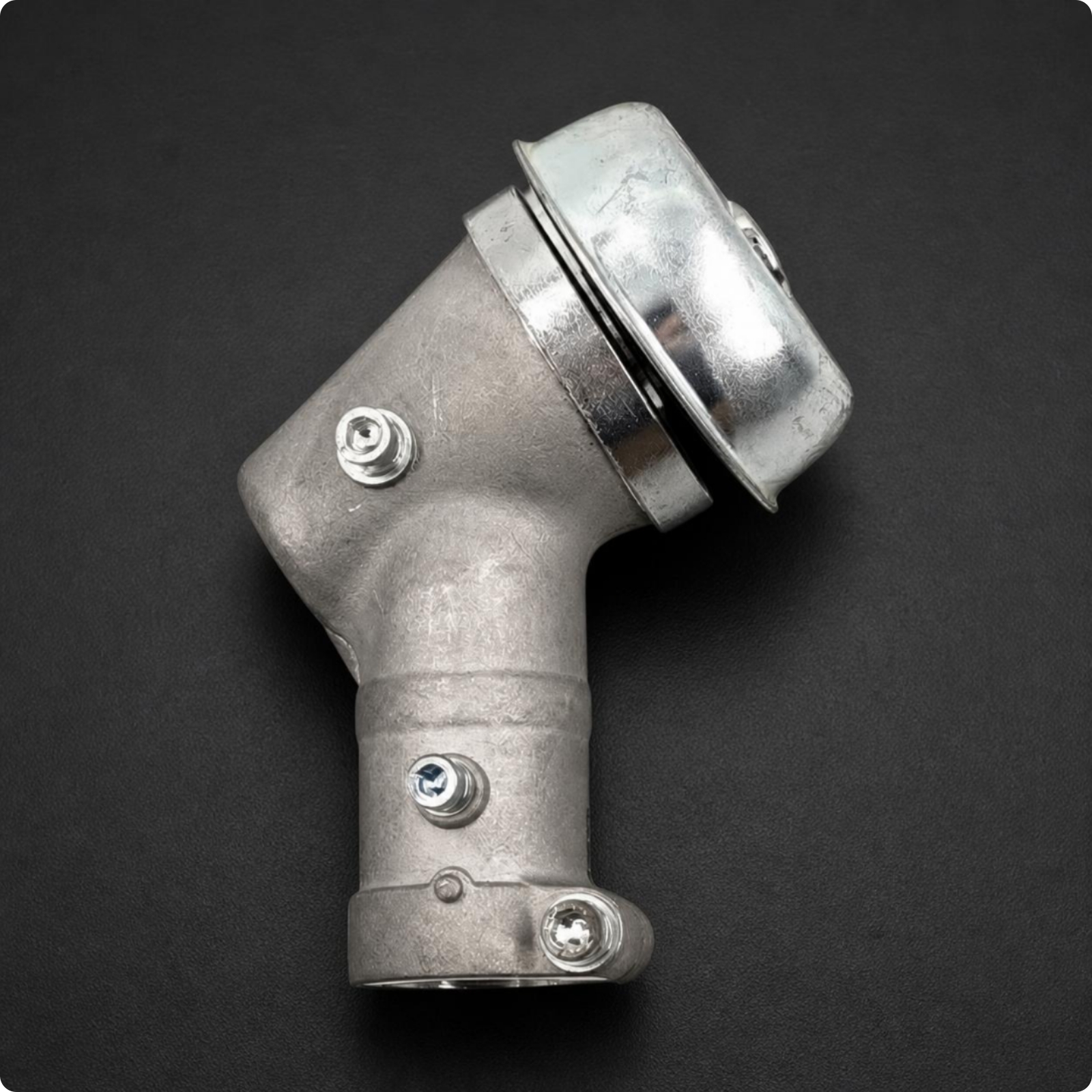 Brush Gearbox Head Cast Housing Angled Metal Gearbox Head Silver-Gray