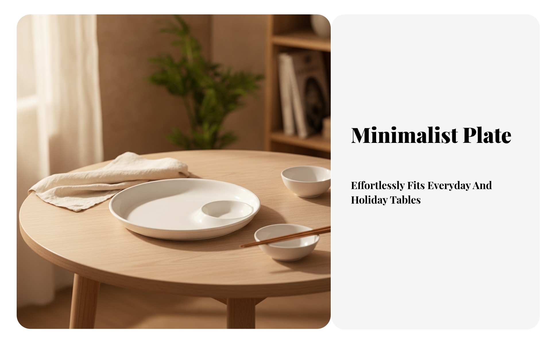 Dumpling Plate with Sauce Dish White Plate with Dipping Bowl Glossy