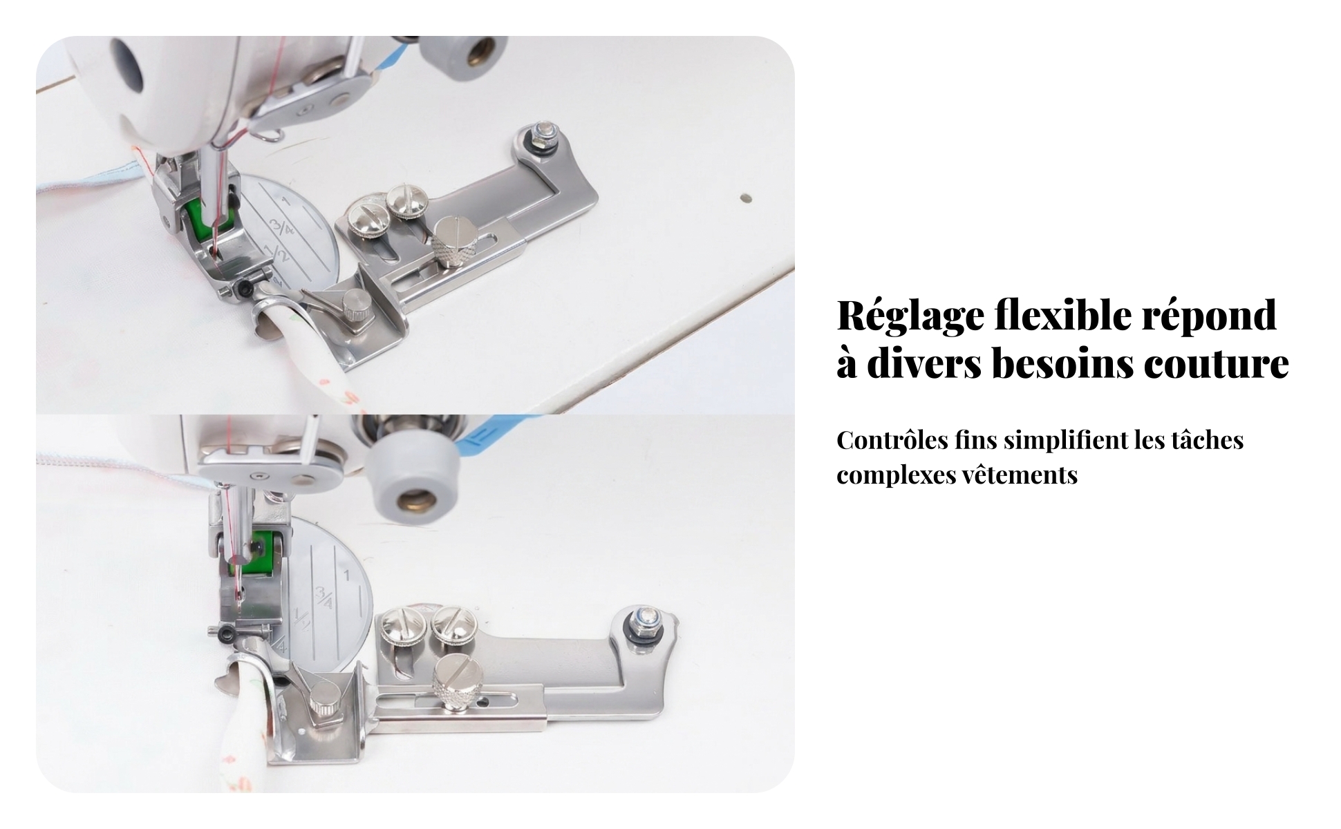 Ourleur Métallique Réglable Pied Ourleur En Acier Inoxydable Fini Argenté
