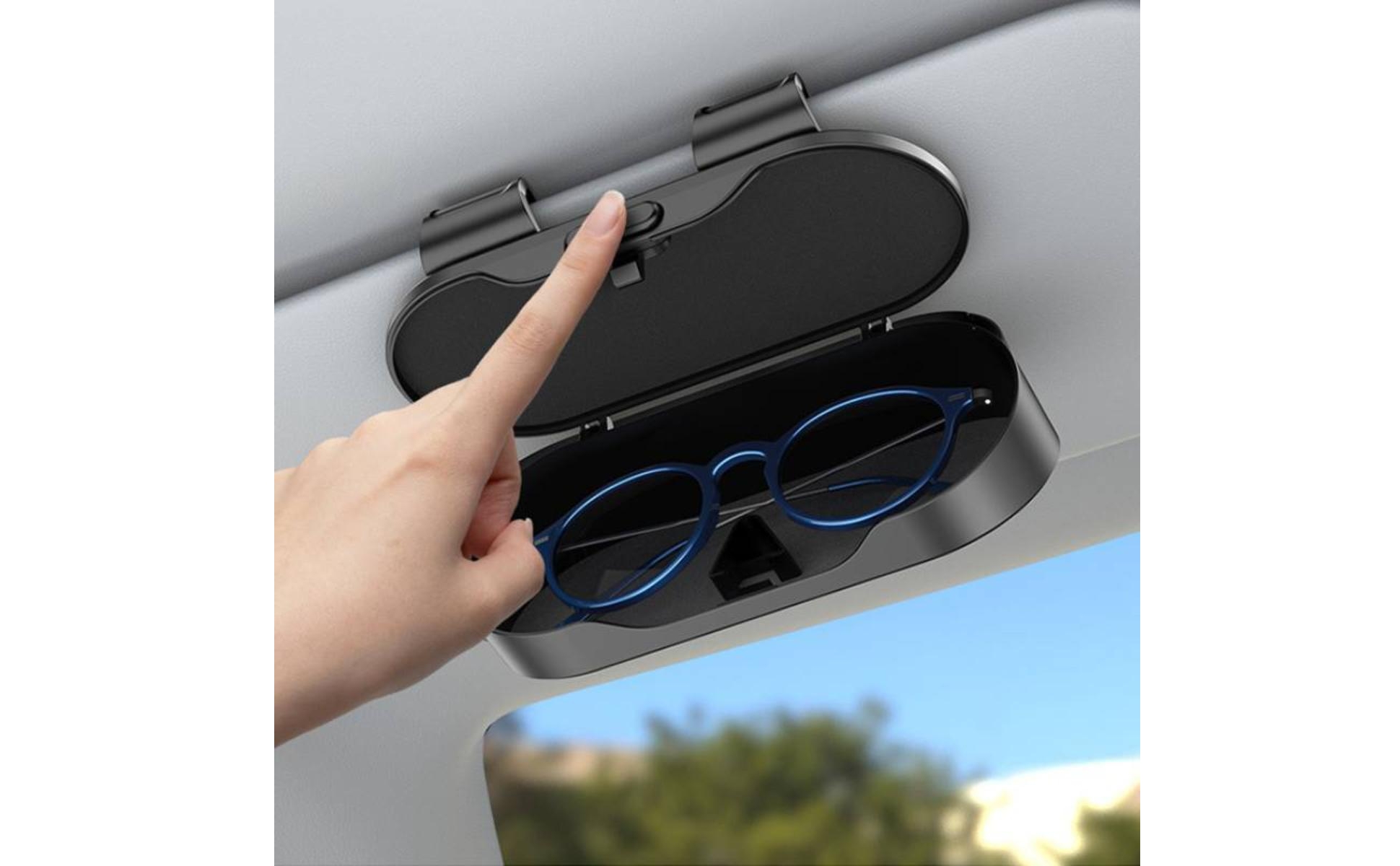 Car Visor Eyeglasses Case Glossy Stainless Steel Car Visor Glasses Holder