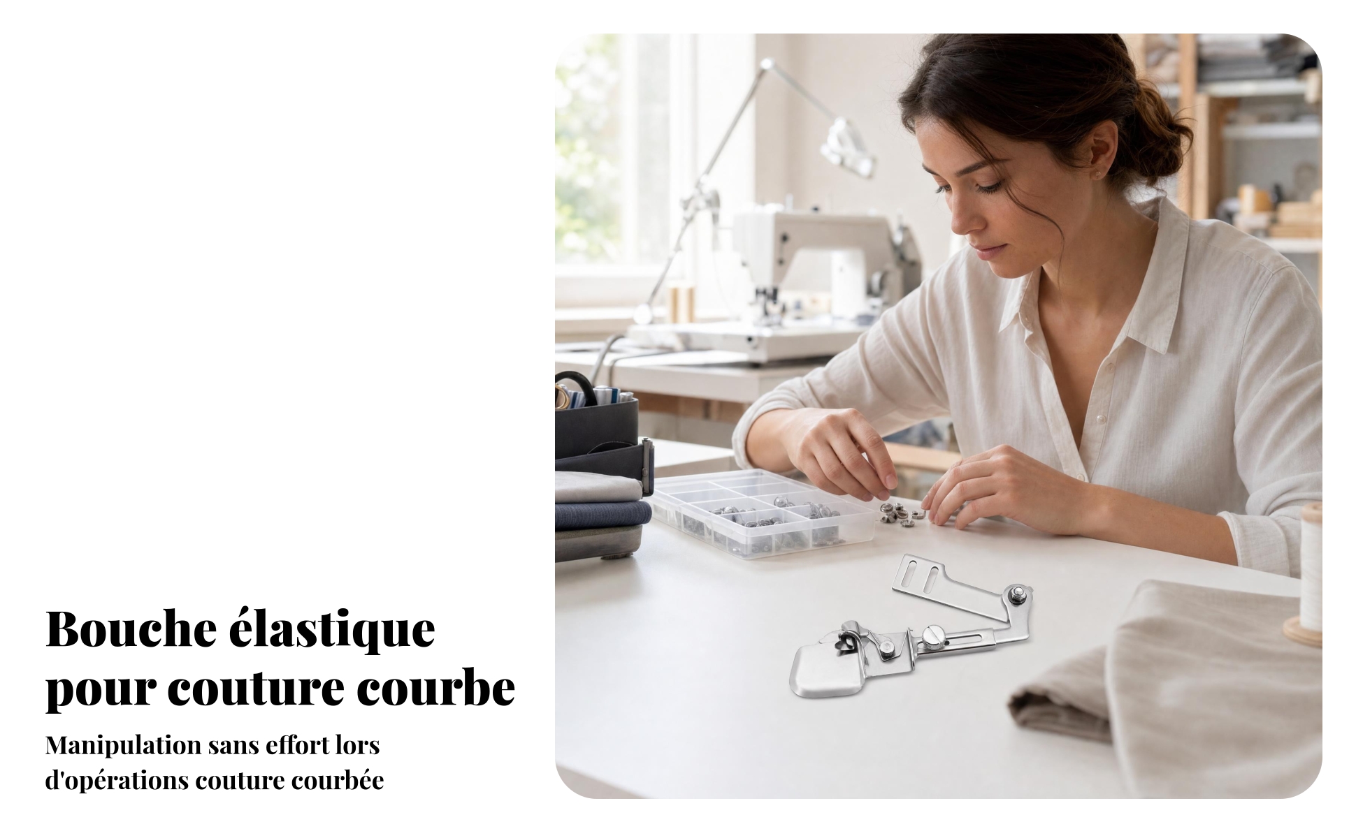 Ourleur Métallique Réglable Pied Ourleur En Acier Inoxydable Fini Argenté