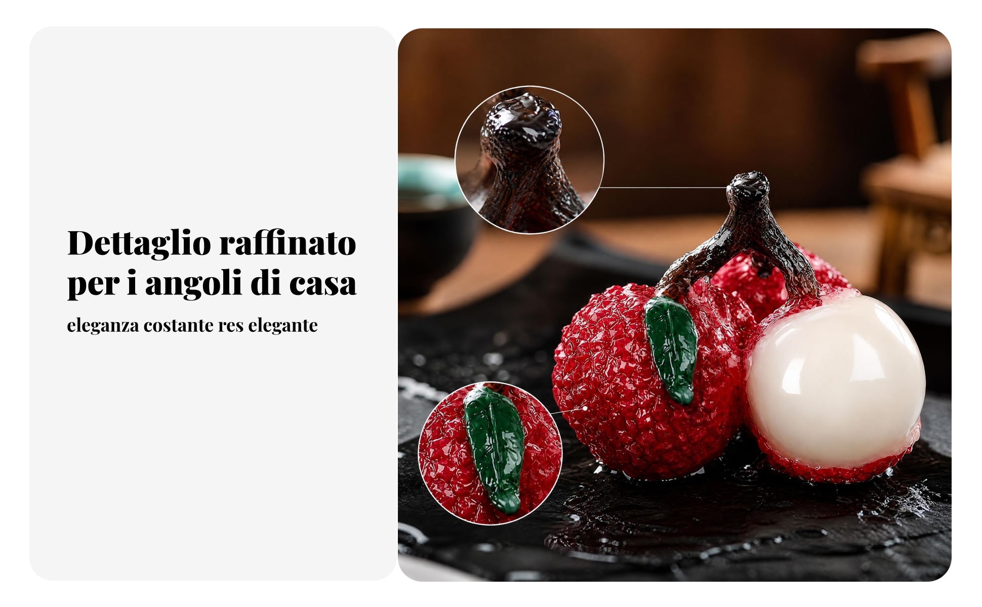 Tea Pet Litchi Finitura Rosso Bianco Ornamento Litchi Foglie Verdi