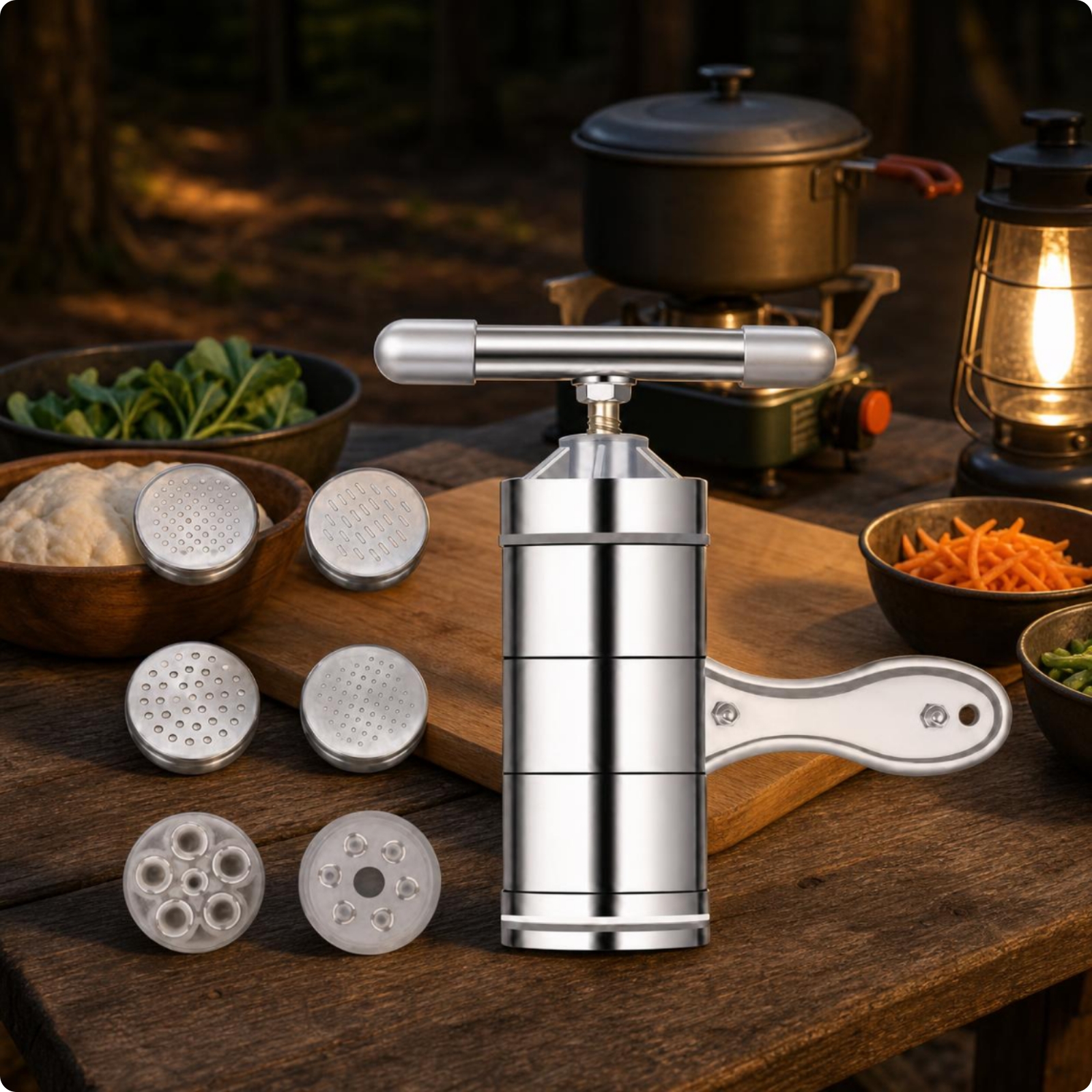 Manual Noodle Press Cylindrical Body Spaghetti Maker Long-Lasting