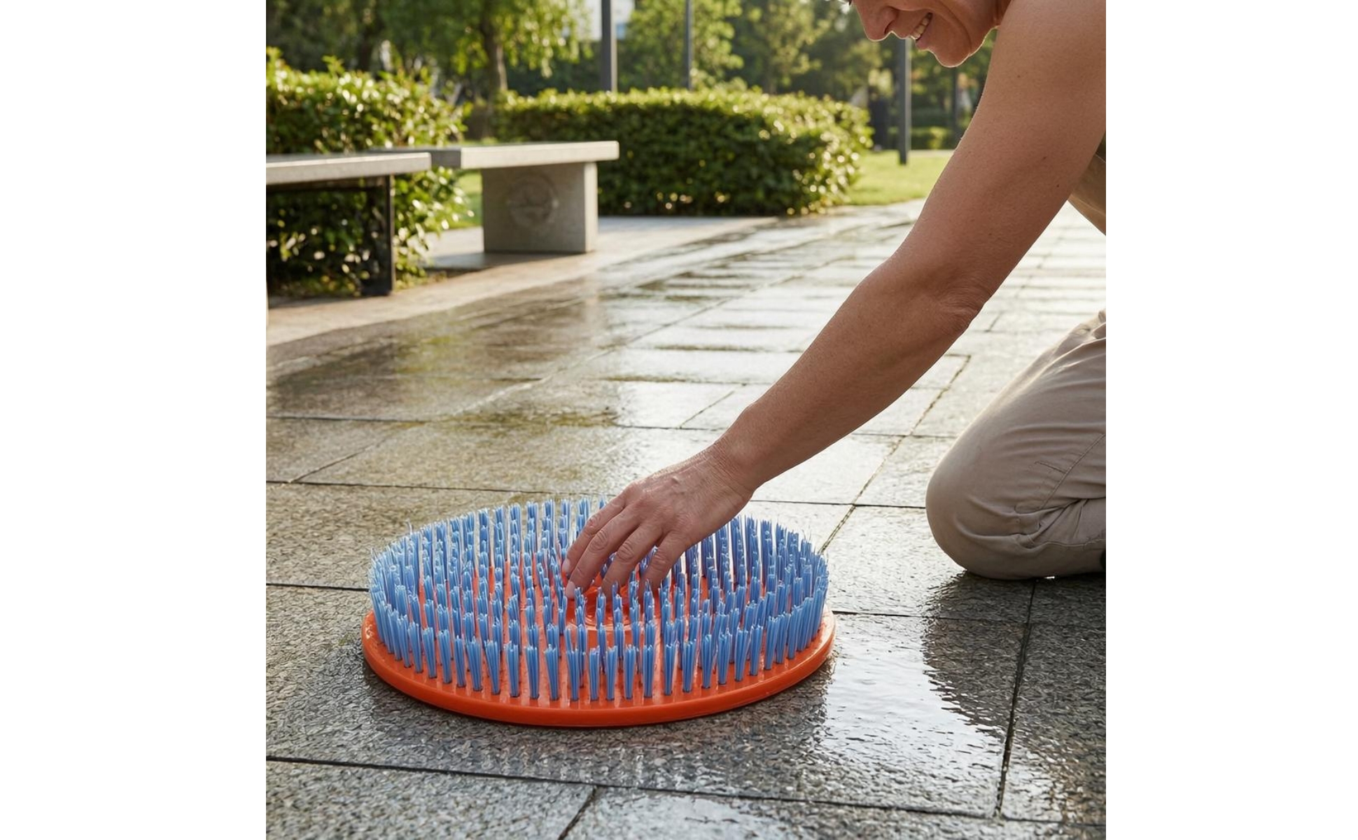 Nylon Brush Head Blue Bristles Trimmer Brush Head Orange Base for Grass Trimming