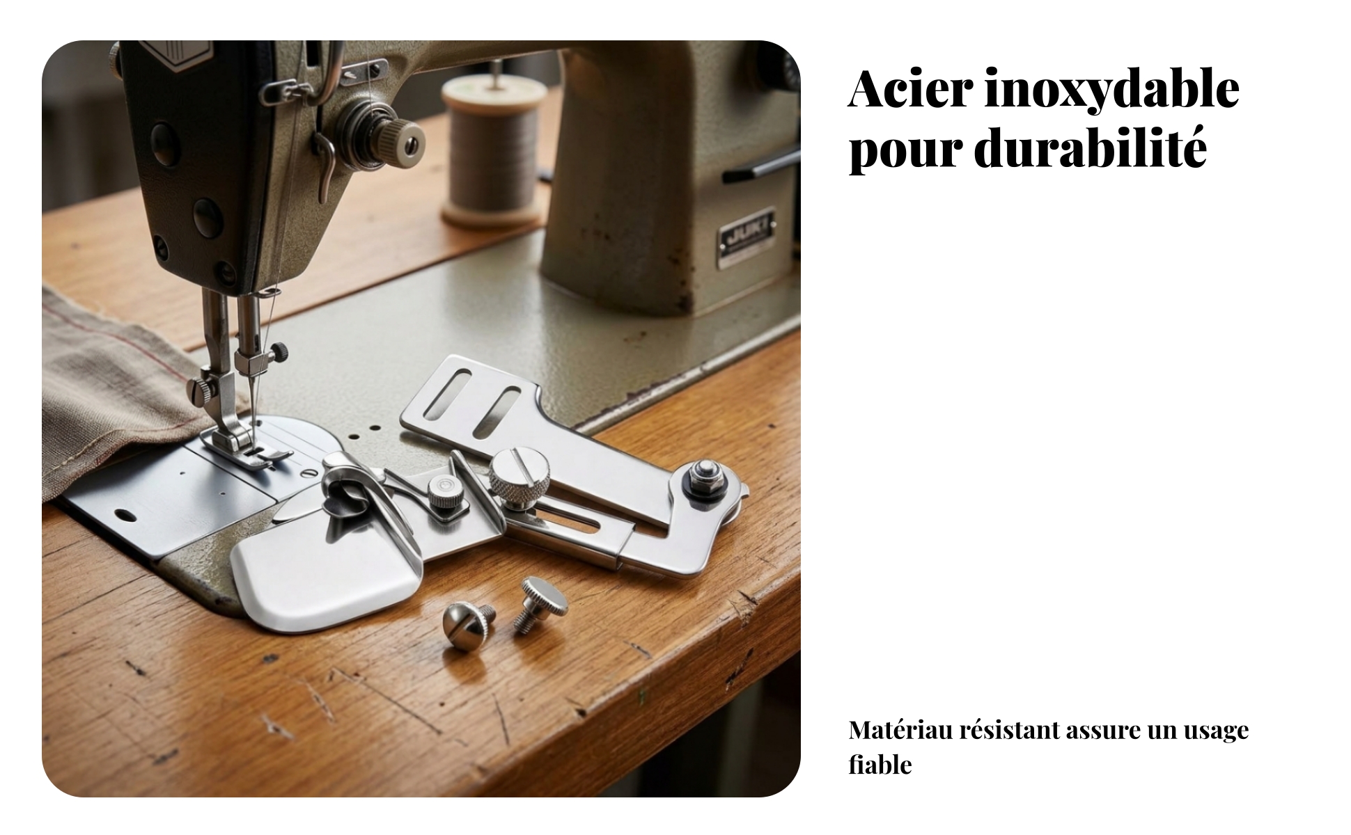 Ourleur Métallique Réglable Pied Ourleur En Acier Inoxydable Fini Argenté