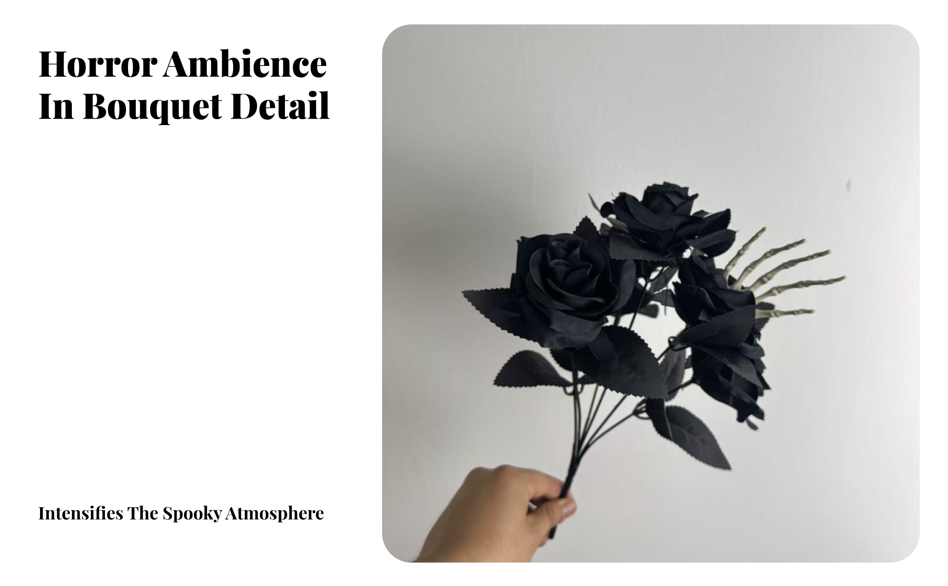 Skeletal Hand Bouquet Halloween Gothic Flower Spray Matte Finish for Photo Props