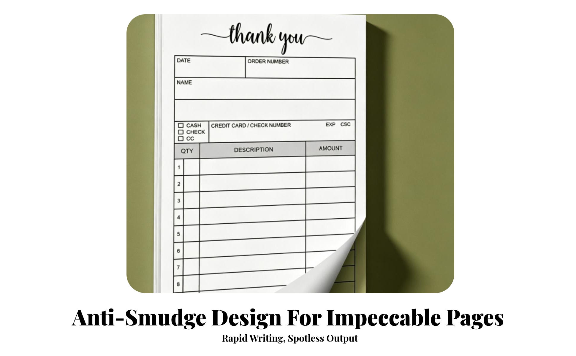 Carbonless Receipt Pad White and Yellow Order Form Pad Chipboard Backing