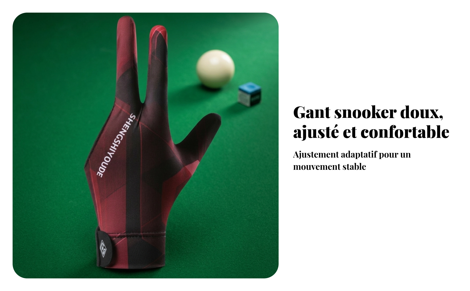 Gant de Pool Silicone Antidérapant Gant de Billard Main Gauche Compression