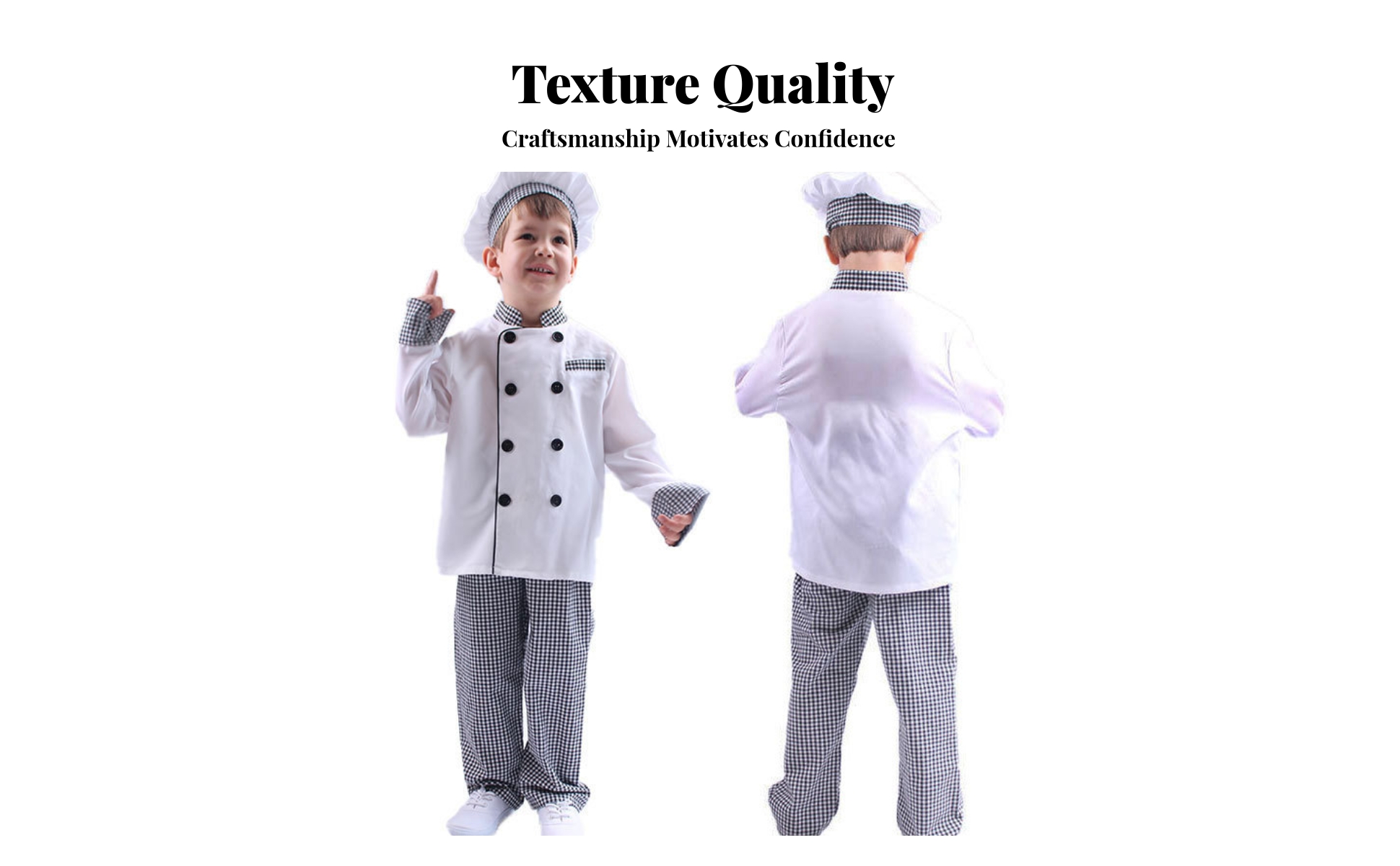 Kids Chef Costume Checkered Trim Kids Chef Outfit Double-Breasted for Children